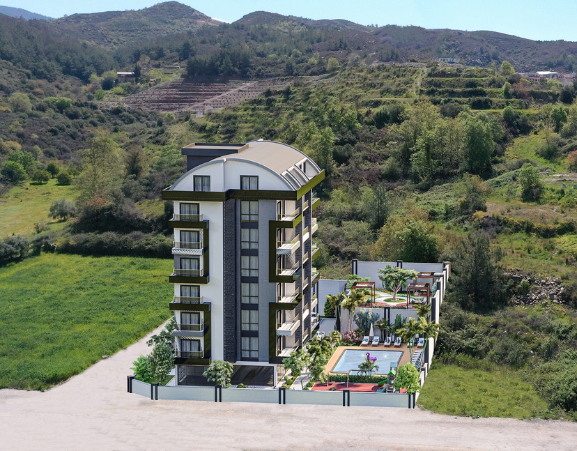 Luxuriöse 1+1 Wohnung mit Meerblick in Demirtas, Alanya