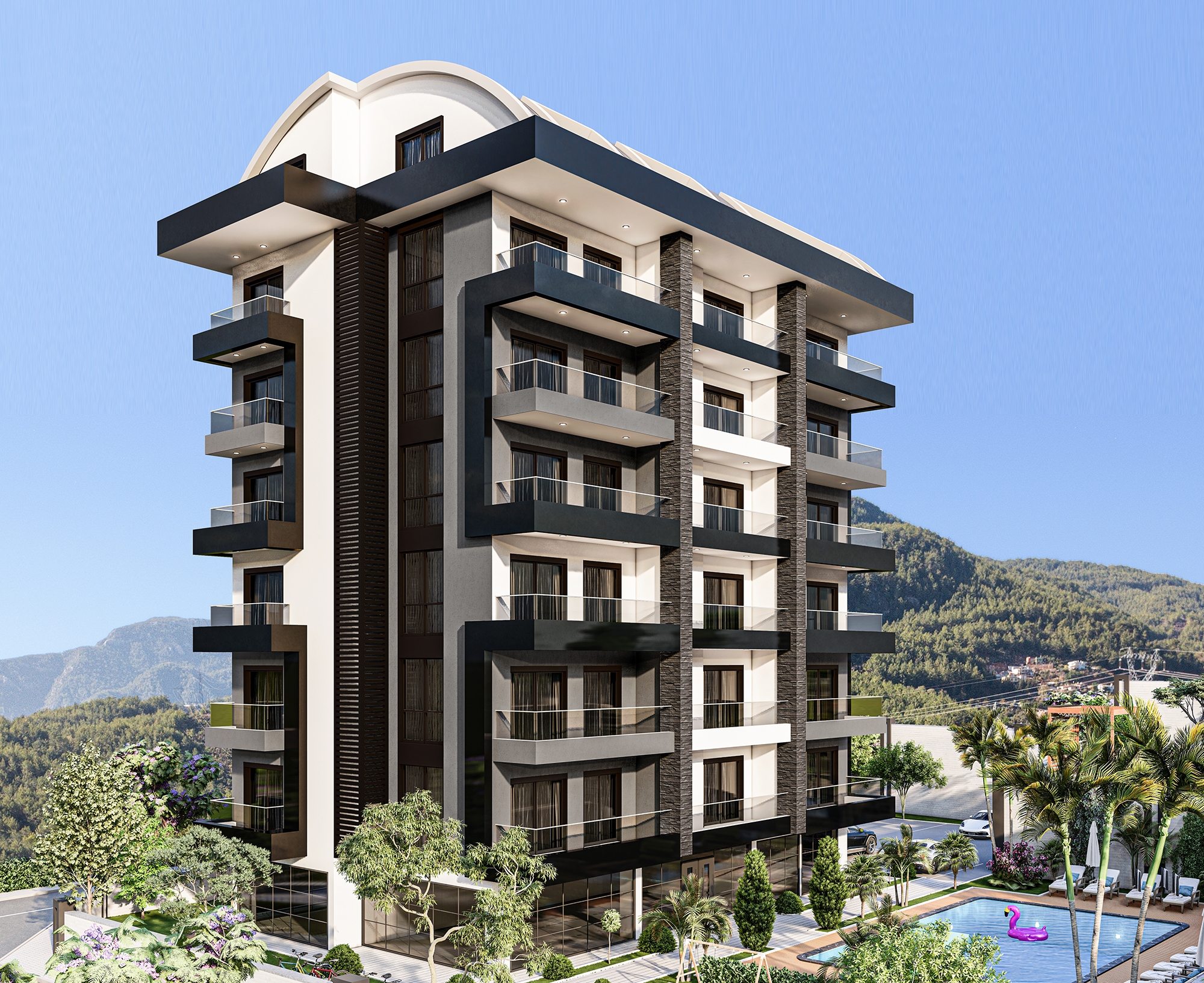 Luxuriöse 1+1 Wohnung mit Meerblick in Demirtas, Alanya