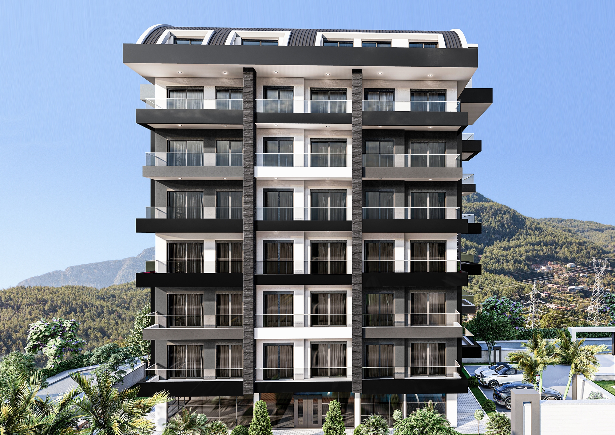 Luxuriöse 1+1 Wohnung mit Meerblick in Demirtas, Alanya