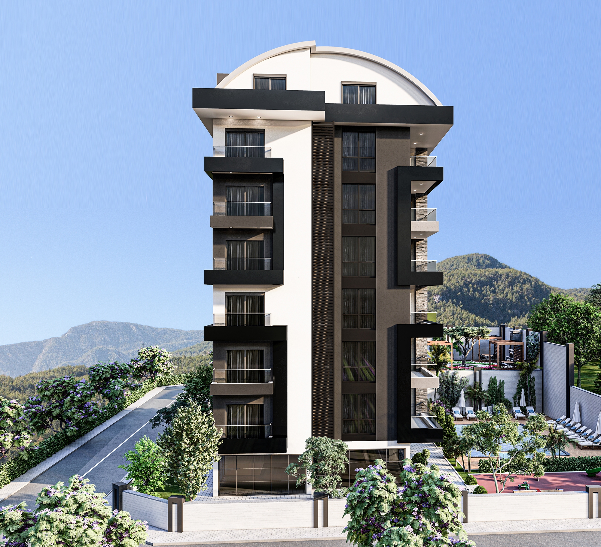 Luxuriöse 1+1 Wohnung mit Meerblick in Demirtas, Alanya