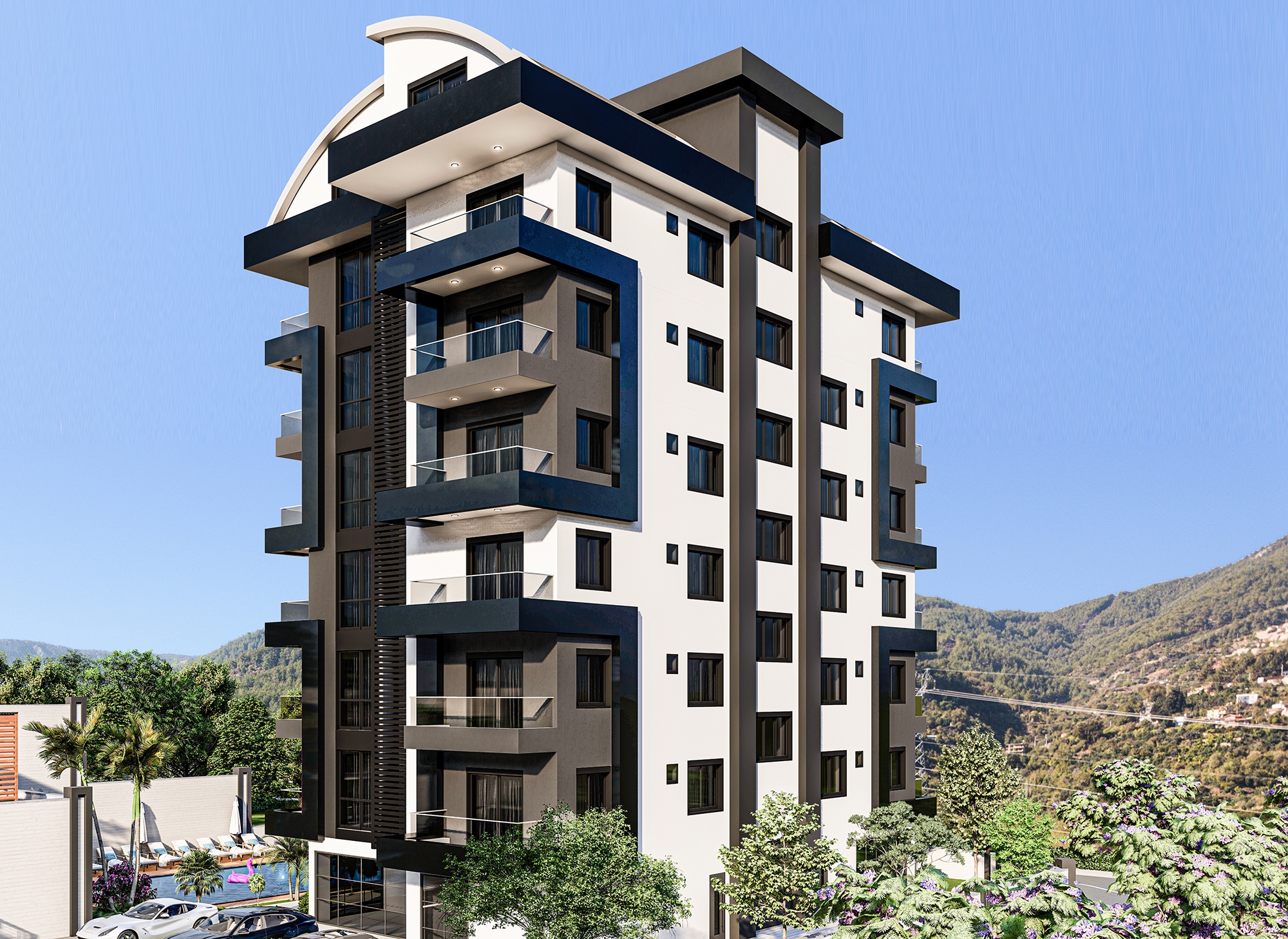 Luxuriöse 1+1 Wohnung mit Meerblick in Demirtas, Alanya