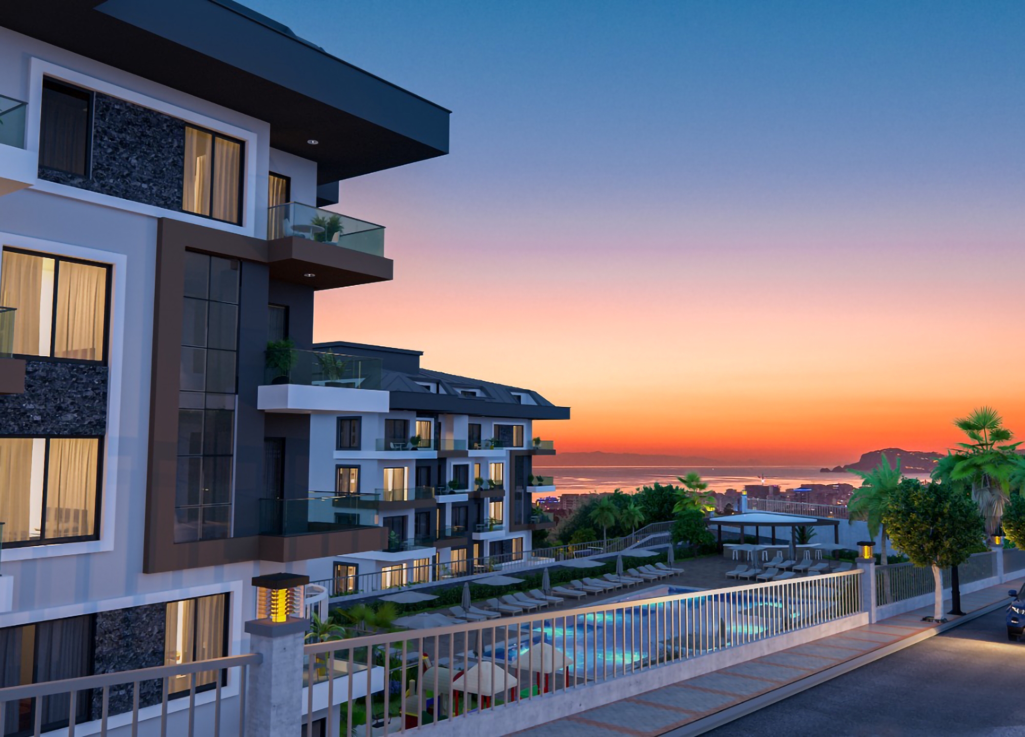 Luxuriöse 1+1 Wohnung mit Meerblick in Kargicak
