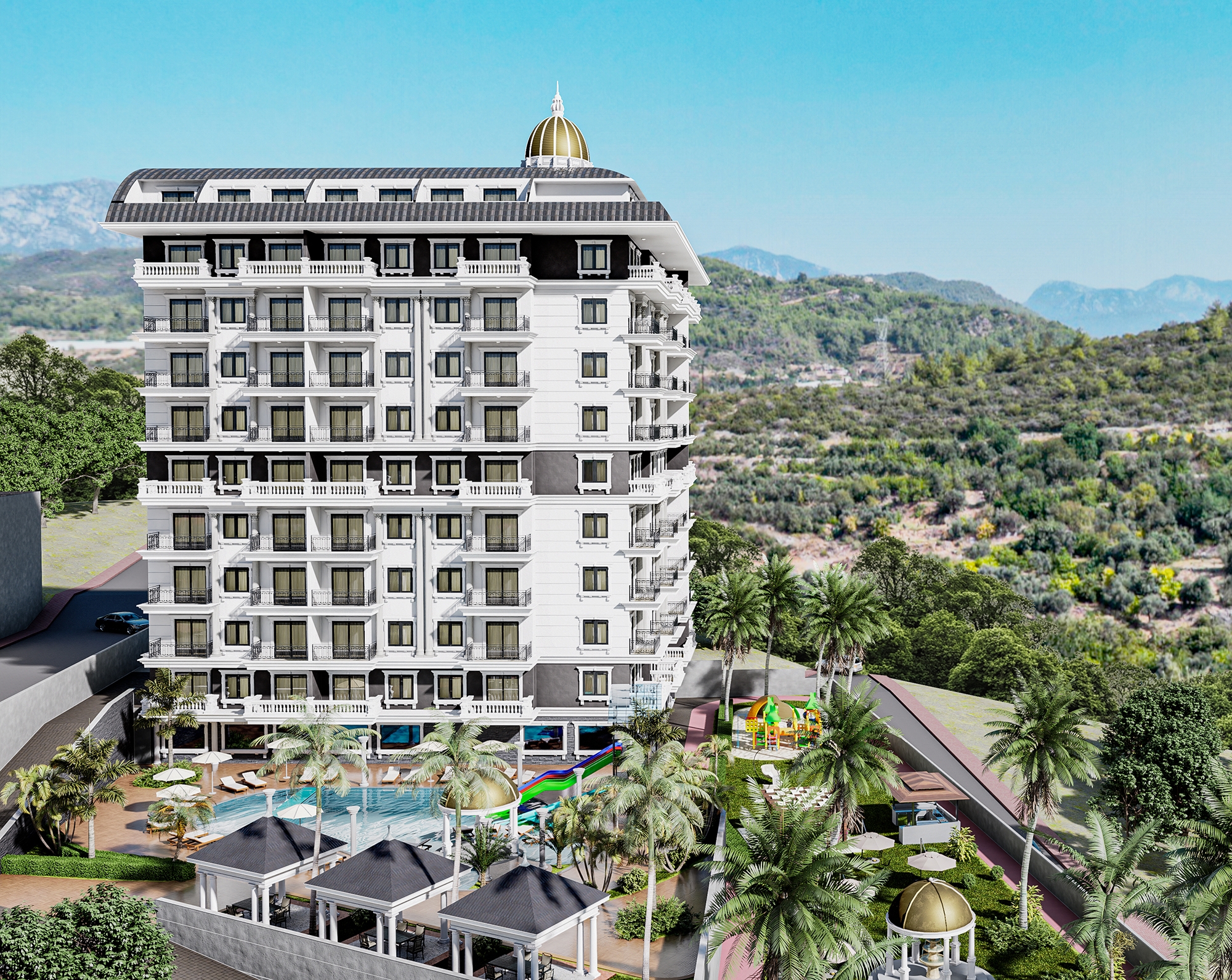 Luksus 1+1 Lejlighed med Hav- og Bjergudsigt, Alanya - Demirtas