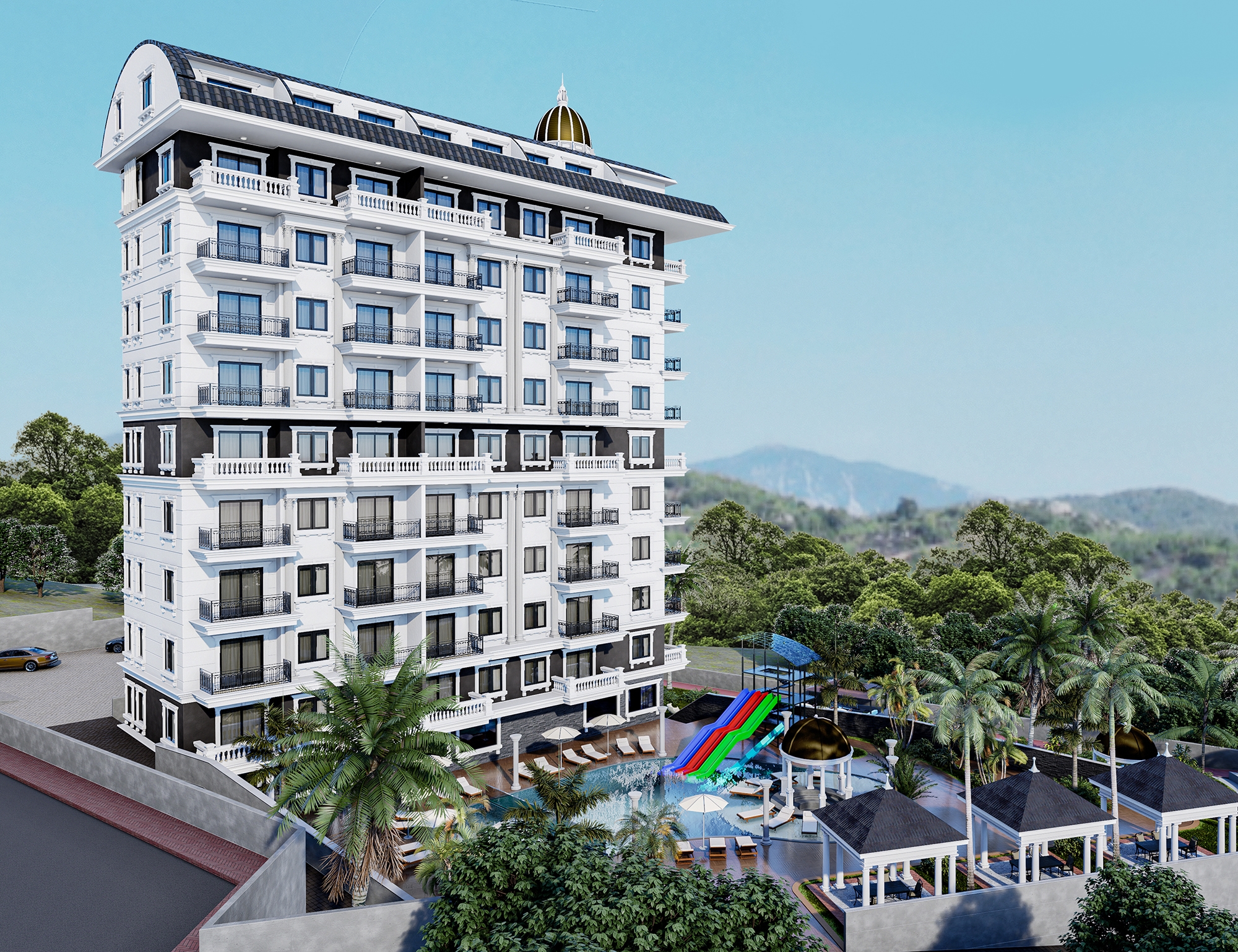 Luksus 1+1 Lejlighed med Hav- og Bjergudsigt, Alanya - Demirtas