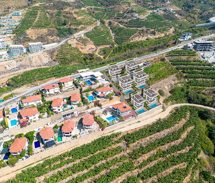 Luxuriöse 4+1 Villa mit Meerblick und Bergblick, Alanya - Kargicak