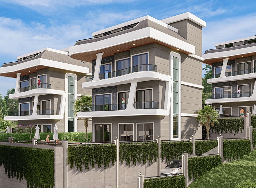 Luxuriöse 4+1 Villa mit Meerblick und Bergblick, Alanya - Kargicak