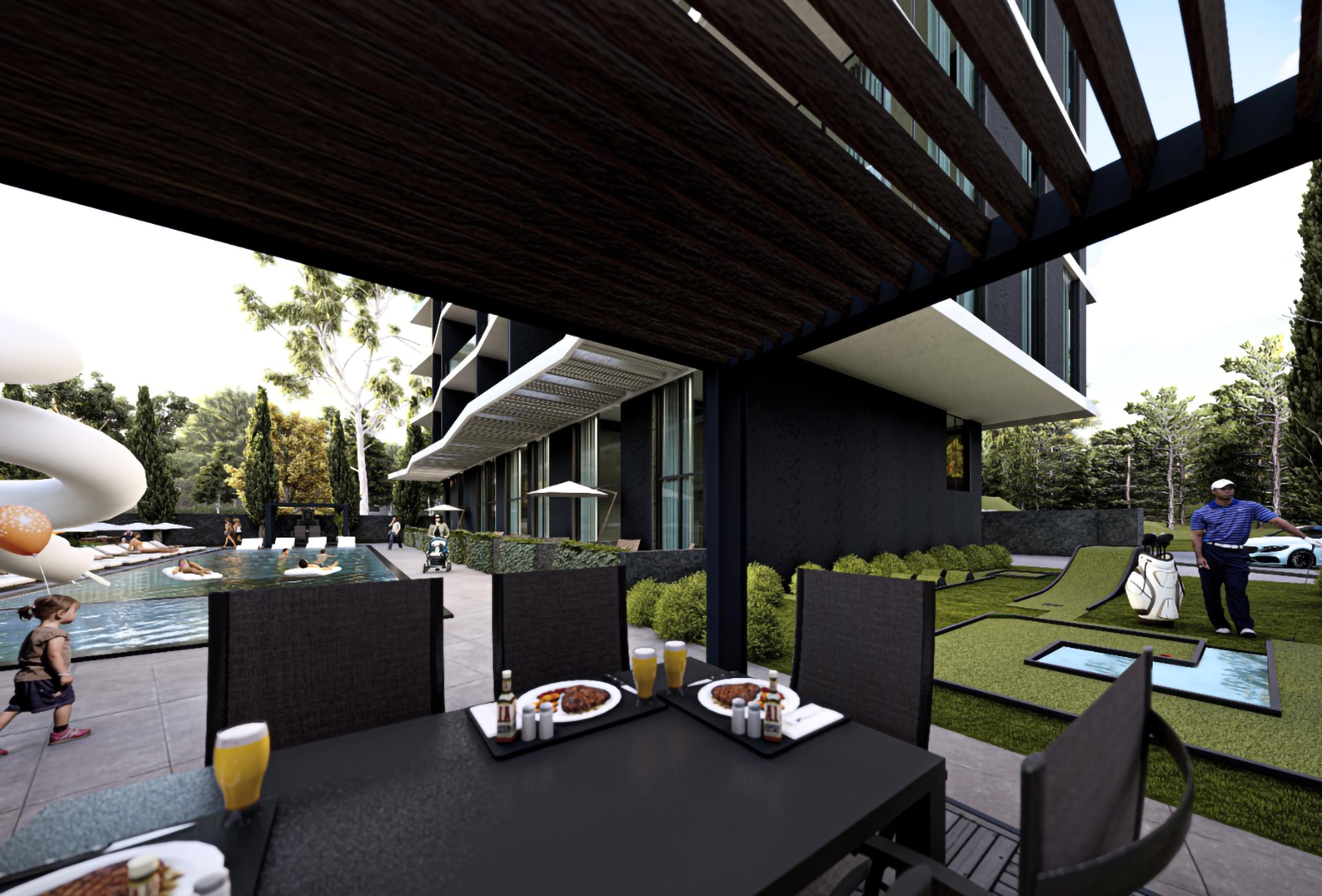 Luxury 1+1 Apartment with Sea, Castle, and Mountain Views in Alanya Center