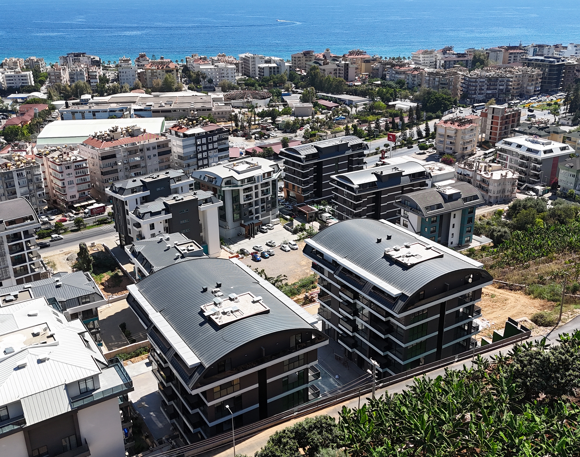 Lyxig 1+1 lägenhet med havs-, slotts- och bergsutsikt i Alanya Center