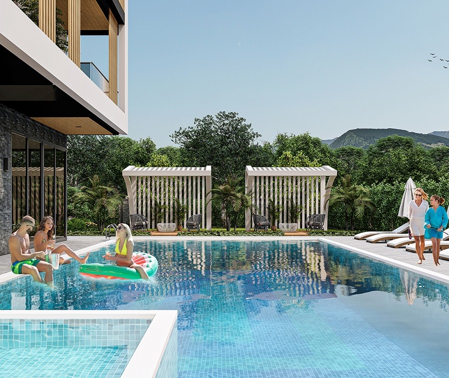 Luxuriöses 1+1 Apartment mit Bergblick in Payallar