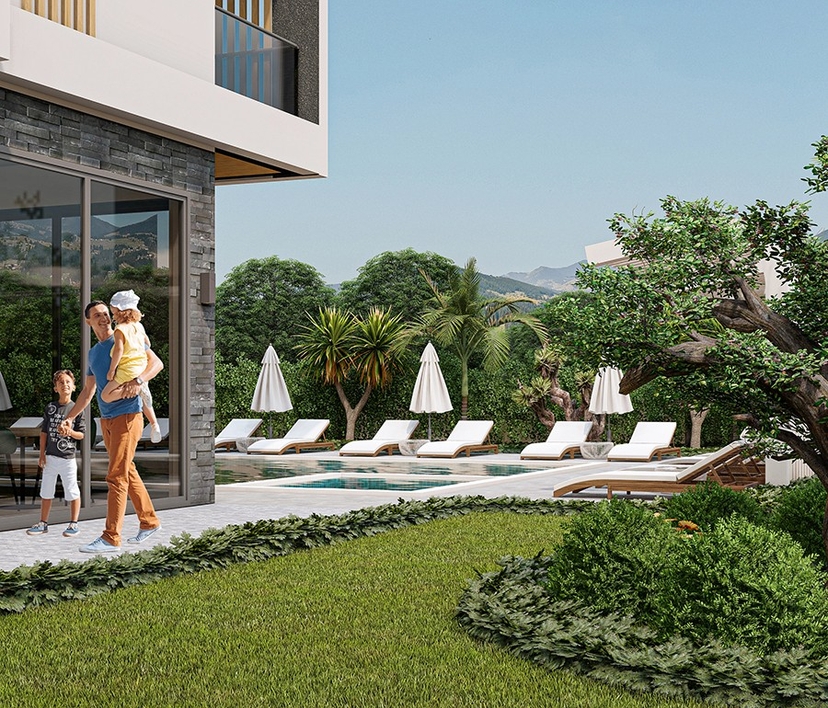 Luxuriöses 1+1 Apartment mit Bergblick in Payallar