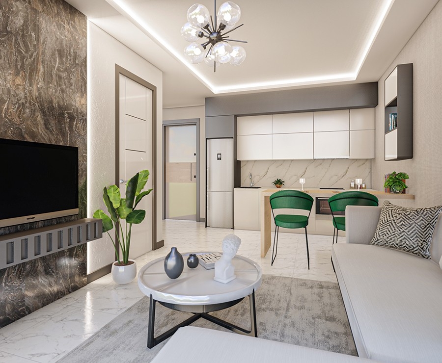 Luxuriöses 1+1 Apartment mit Bergblick in Payallar