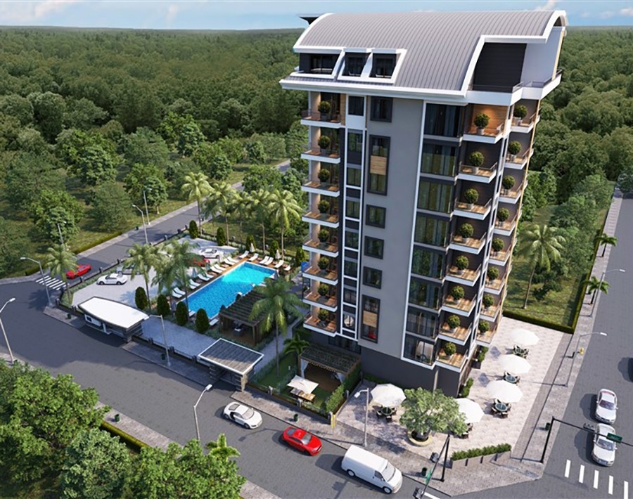 Lyxig 1+1 lägenhet med havs- och bergsutsikt, Alanya - Mahmutlar