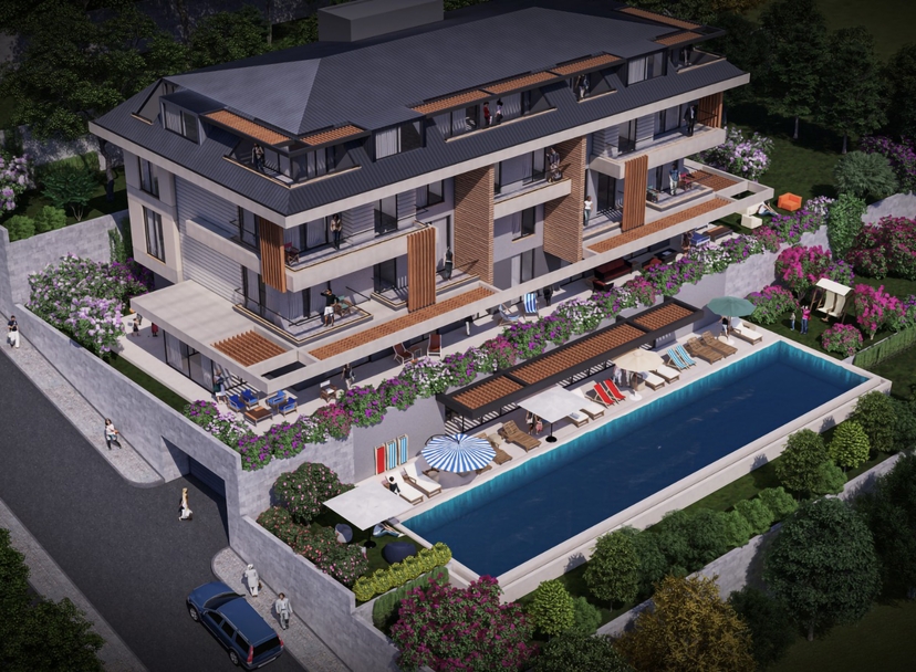Luxury 2+1 Apartment with Sea and Castle Views in Bektas, Alanya