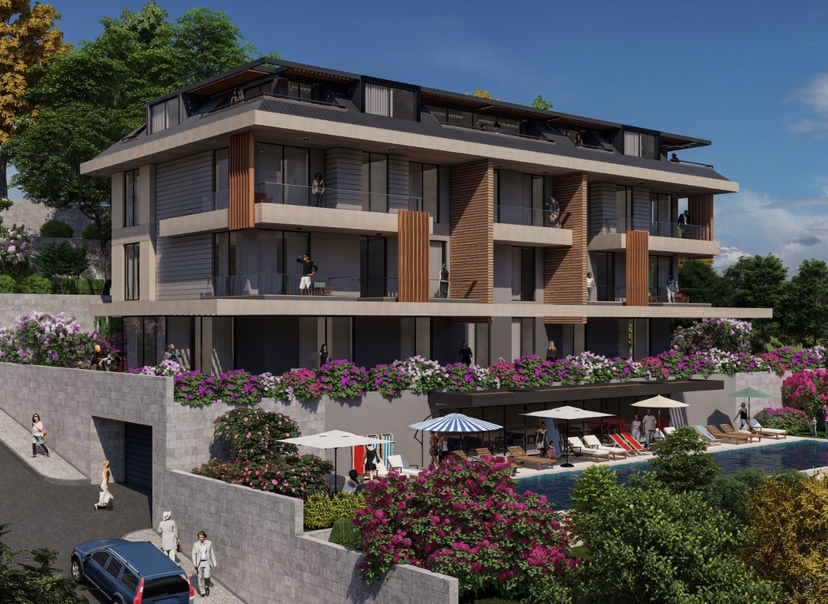Luxury 2+1 Apartment with Sea and Castle Views in Bektas, Alanya
