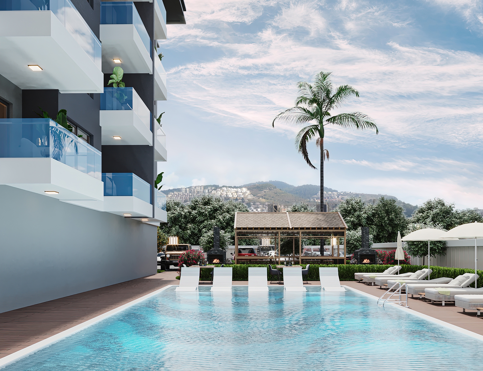 Luksuriøs 1+1 Leilighet med Fjellutsikt i Kargicak, Alanya