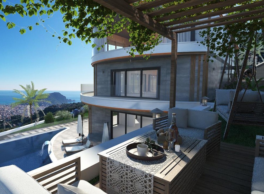 Luksus 6+1 Villa med Hav- og Slotsudsigt, Alanya