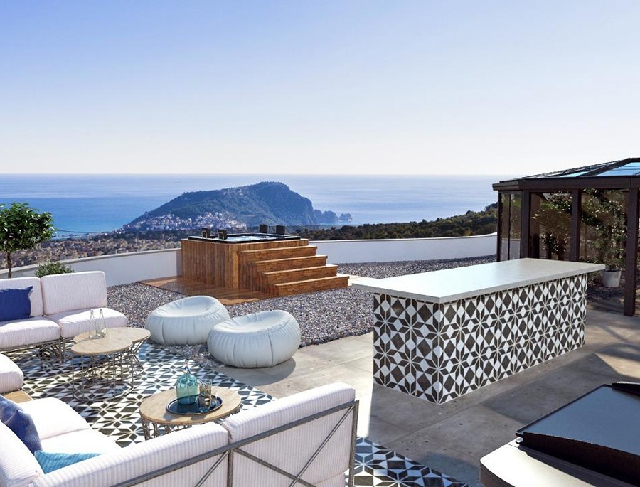 Luksus 6+1 Villa med Hav- og Slotsudsigt, Alanya