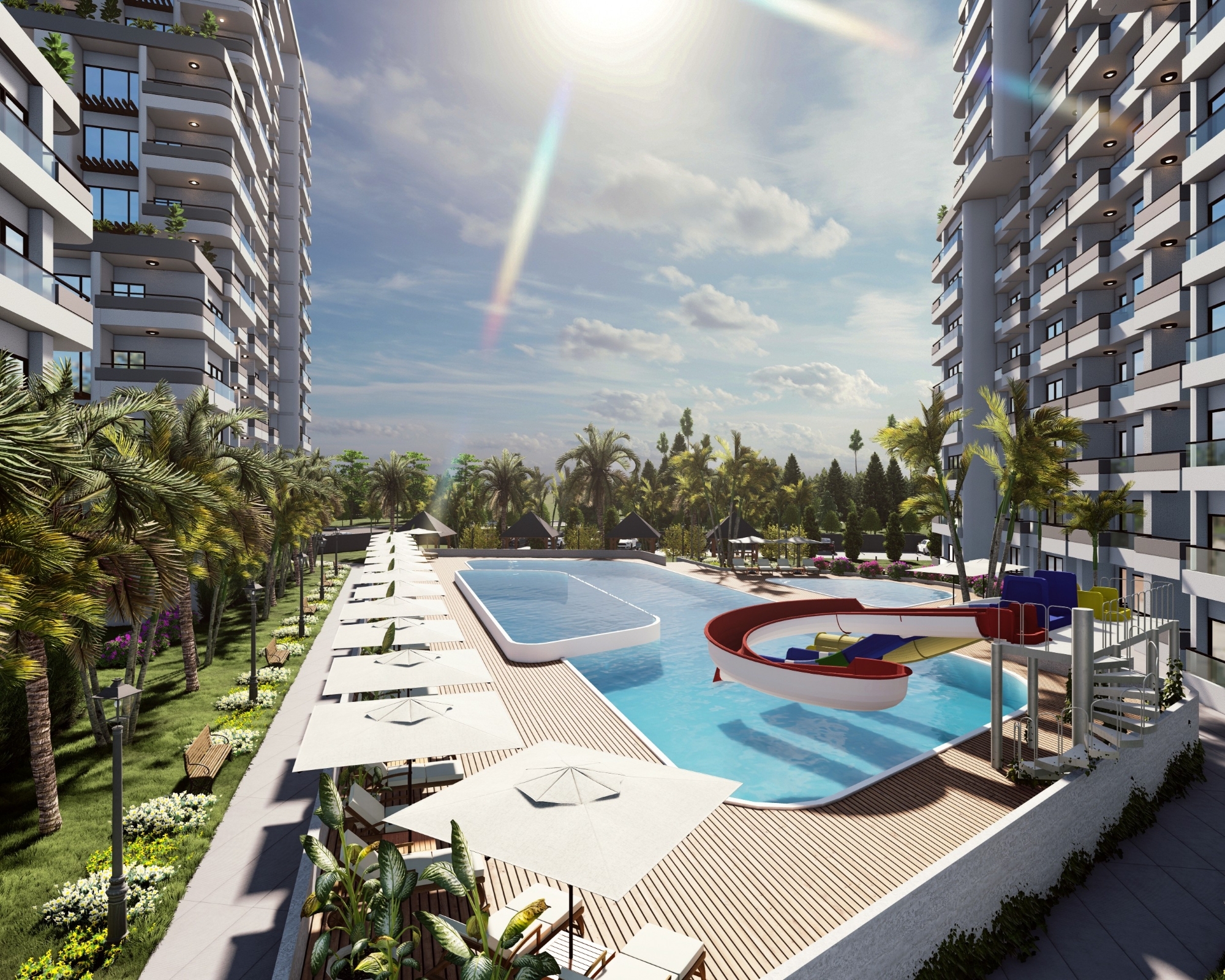 Stunning 1+1 Apartment with Sea and Mountain Views in Mersin Tece