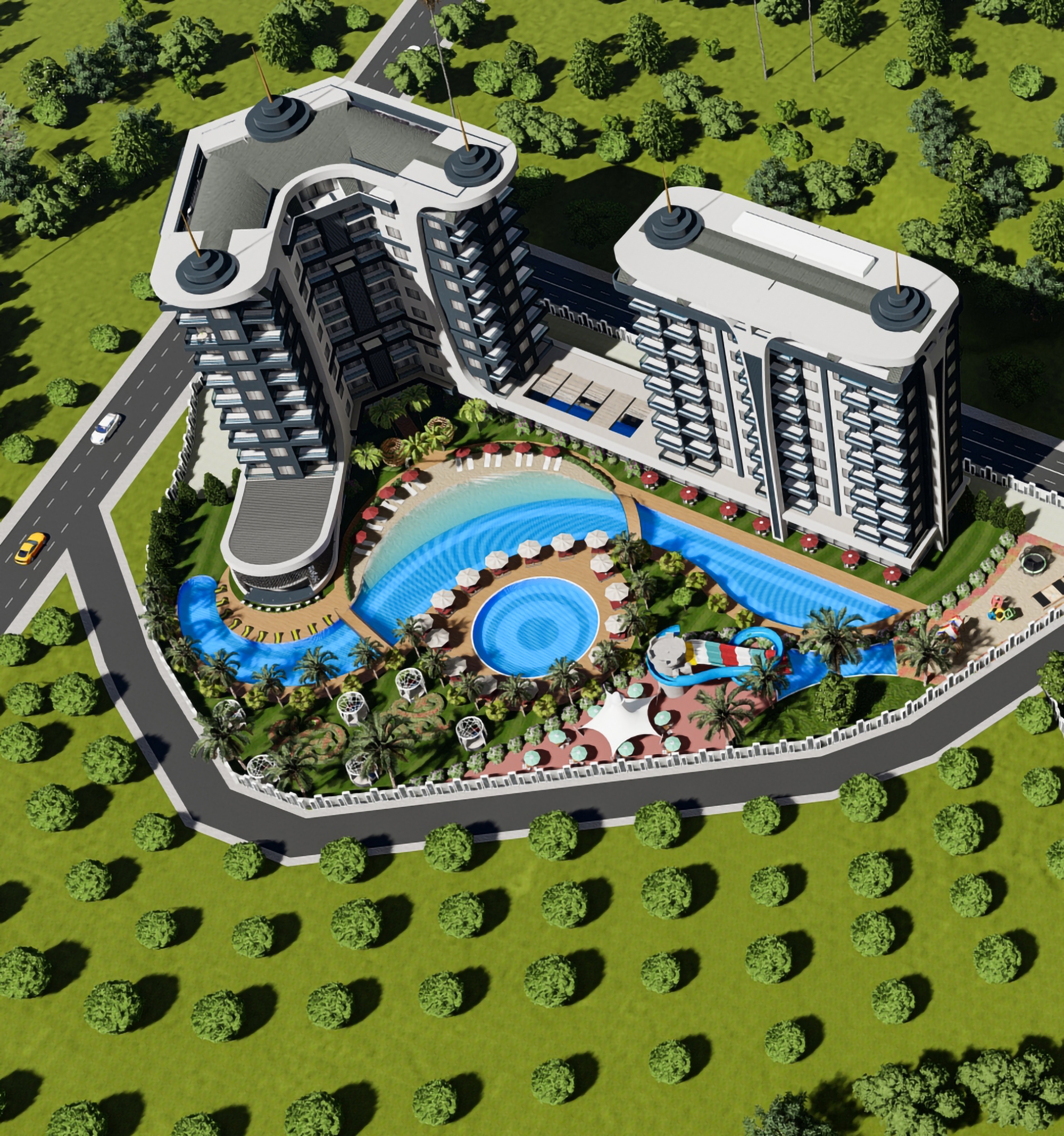 Luxuriöses 1+1 Apartment mit Bergblick in Avsallar, Alanya