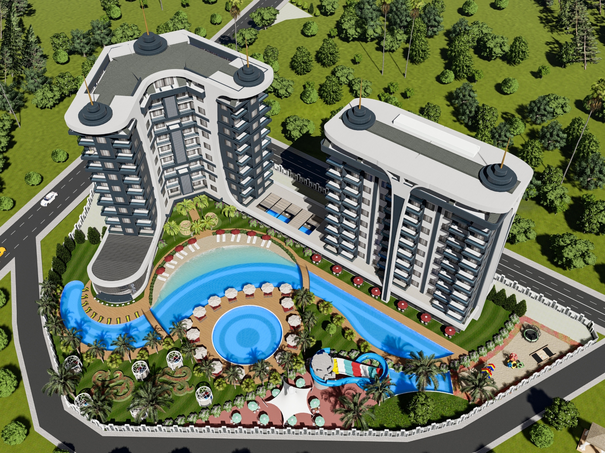 Luxuriöses 1+1 Apartment mit Bergblick in Avsallar, Alanya