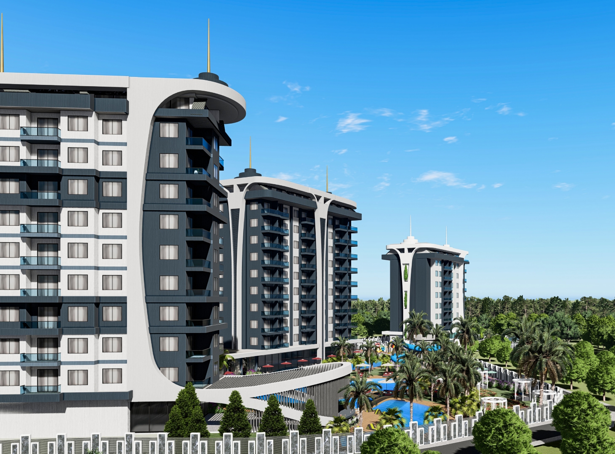Luxuriöses 1+1 Apartment mit Bergblick in Avsallar, Alanya