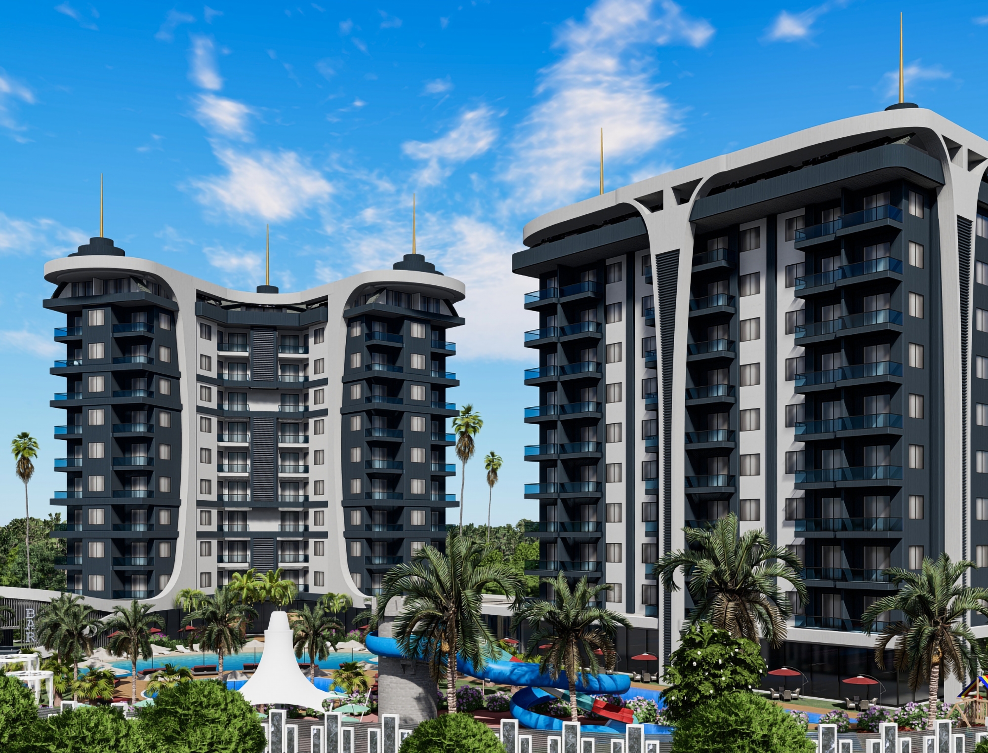 Luxuriöses 1+1 Apartment mit Bergblick in Avsallar, Alanya