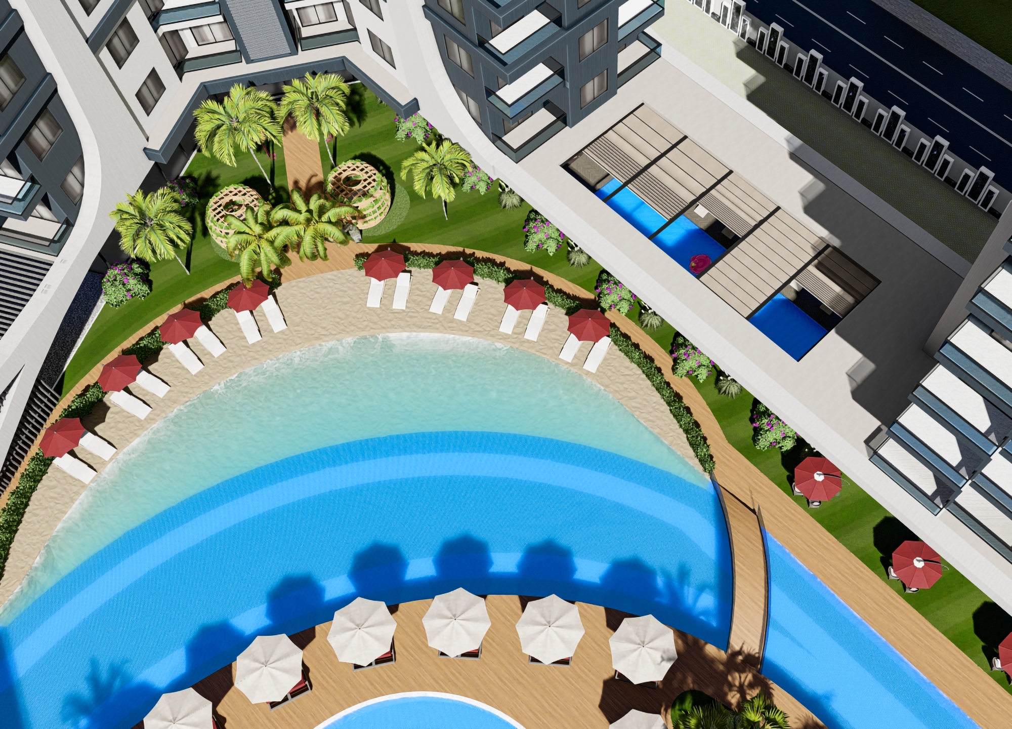 Luxuriöses 1+1 Apartment mit Bergblick in Avsallar, Alanya