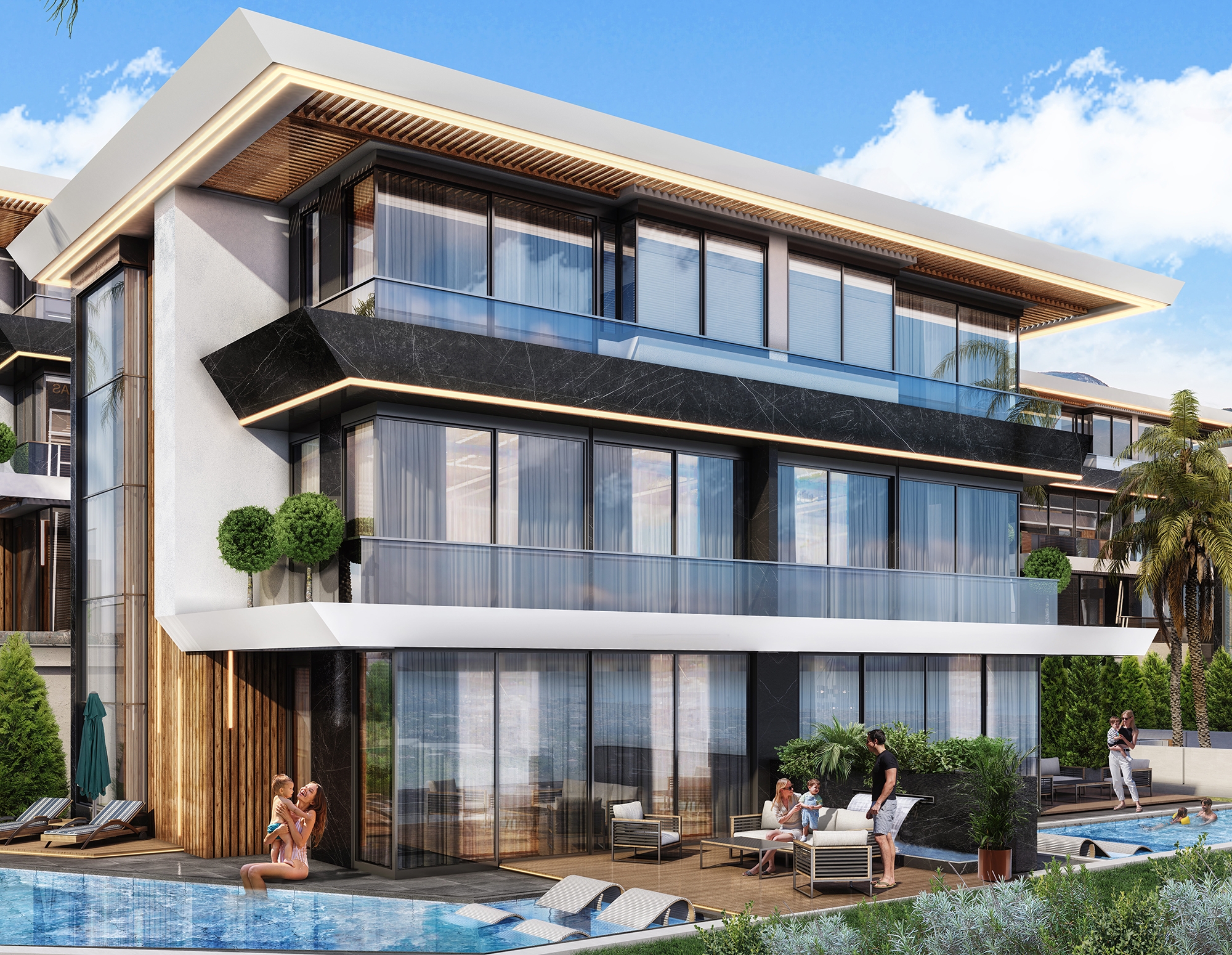 Luksus 3+1 Villa med Hav, Slot og Bjergudsigt i Alanya, Oba