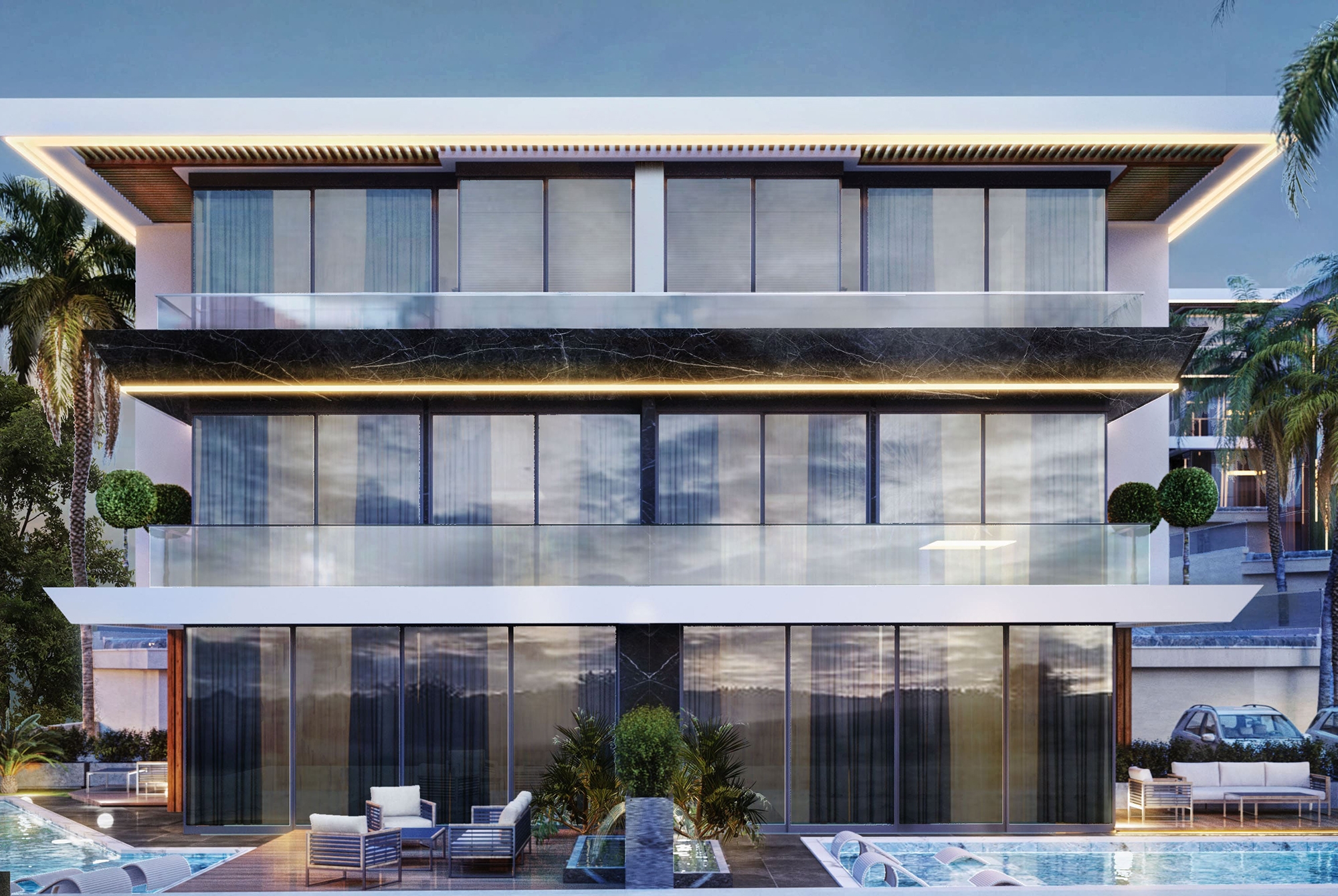 Luksus 3+1 Villa med Hav, Slot og Bjergudsigt i Alanya, Oba