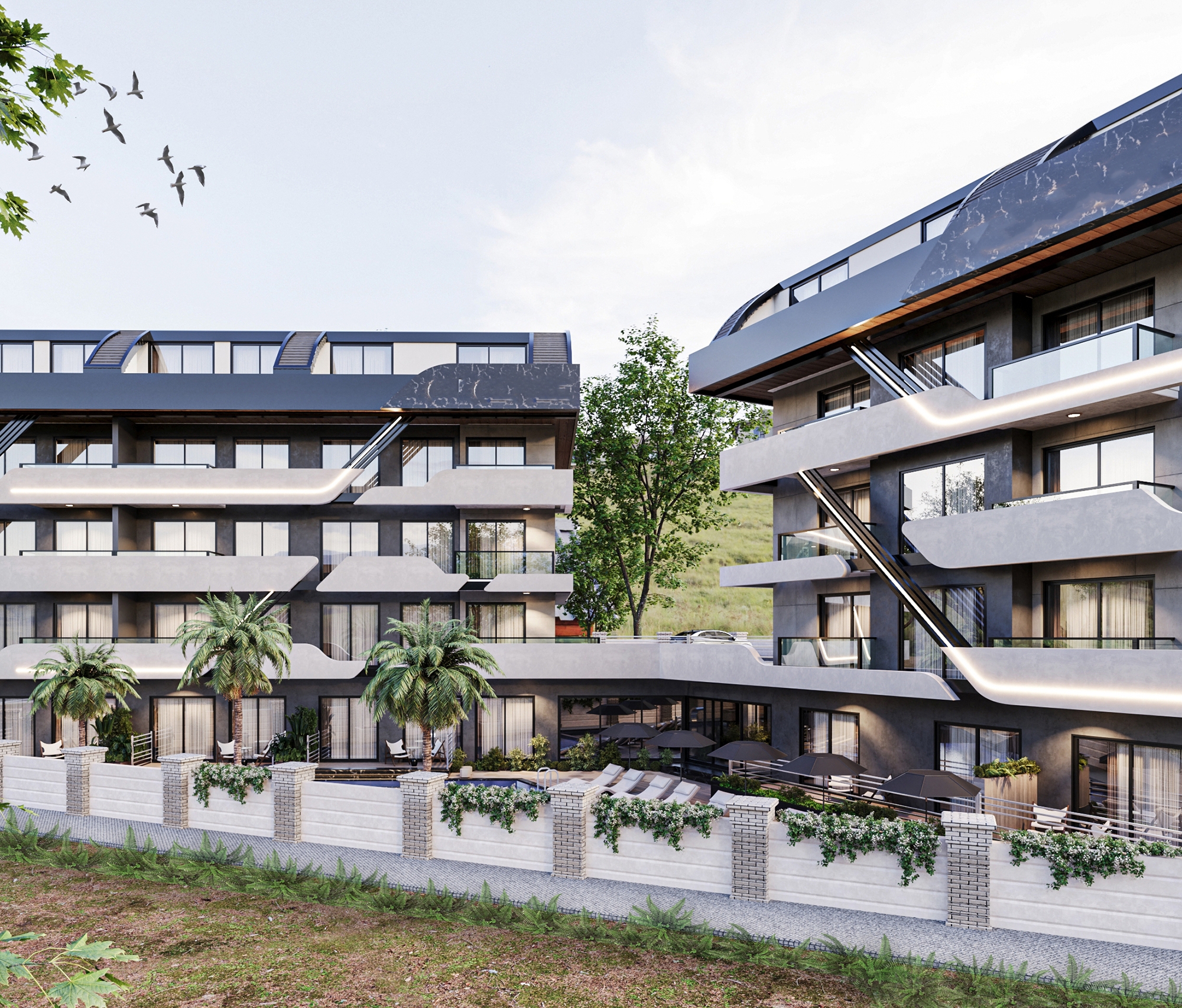 Luksus 1+1 Lejlighed med Hav- og Bjergudsigt, Alanya Cikcilli