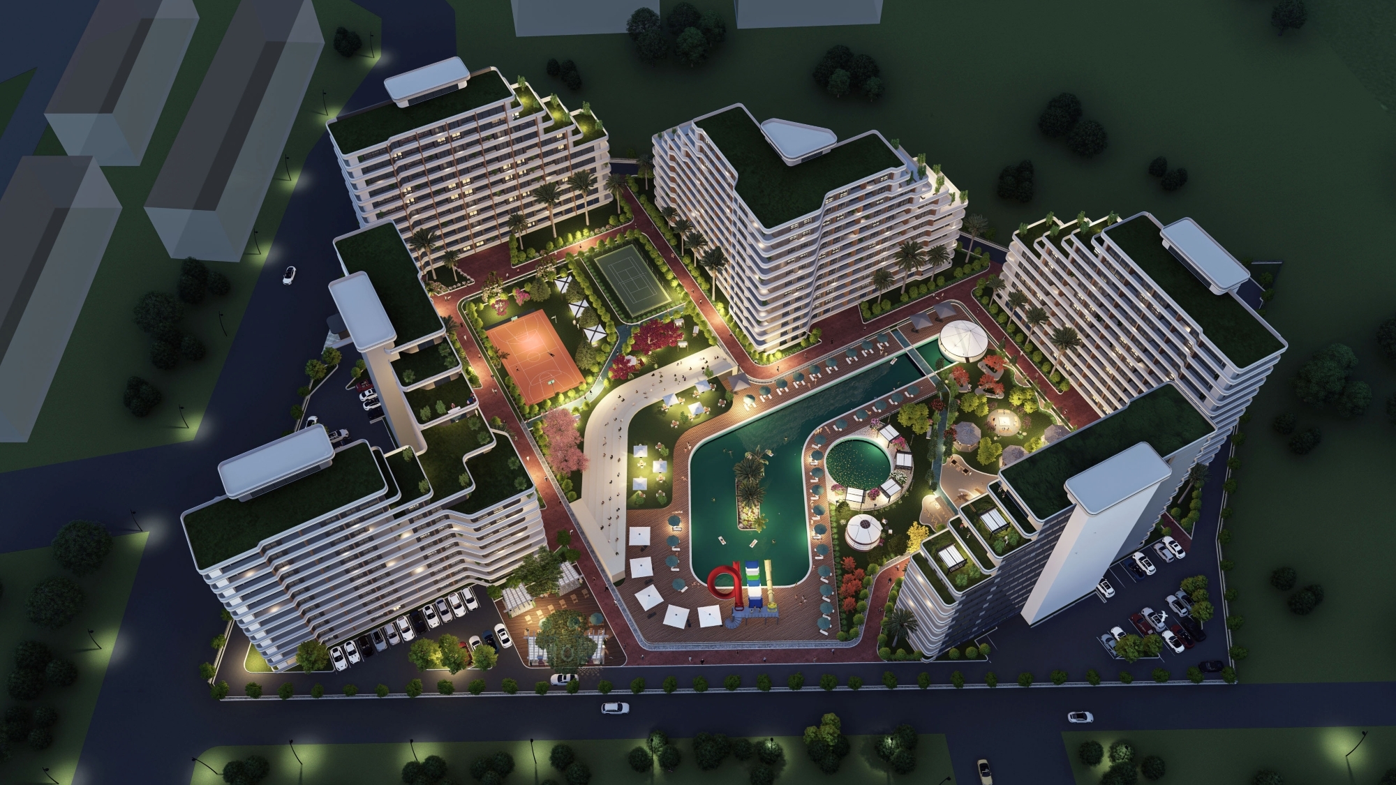 Luxuriöses 1+1 Apartment mit Meerblick und Bergblick, Mersin-Tömük