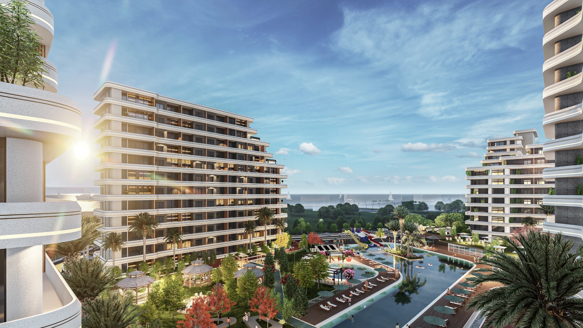 Luxuriöses 1+1 Apartment mit Meerblick und Bergblick, Mersin-Tömük