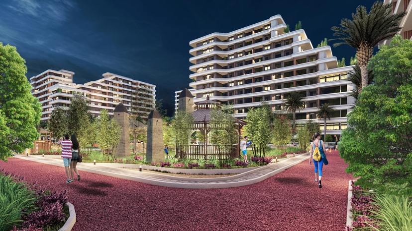 Luxuriöses 1+1 Apartment mit Meerblick und Bergblick, Mersin-Tömük