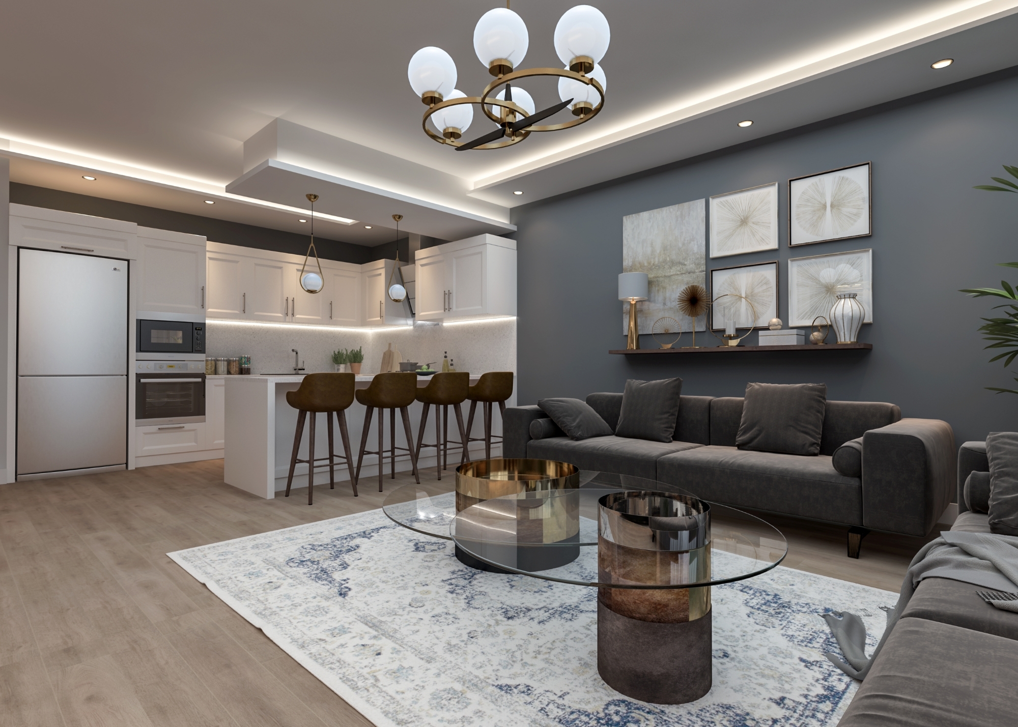 Luxuriöses 1+1 Apartment mit Meerblick und Bergblick, Mersin-Tömük