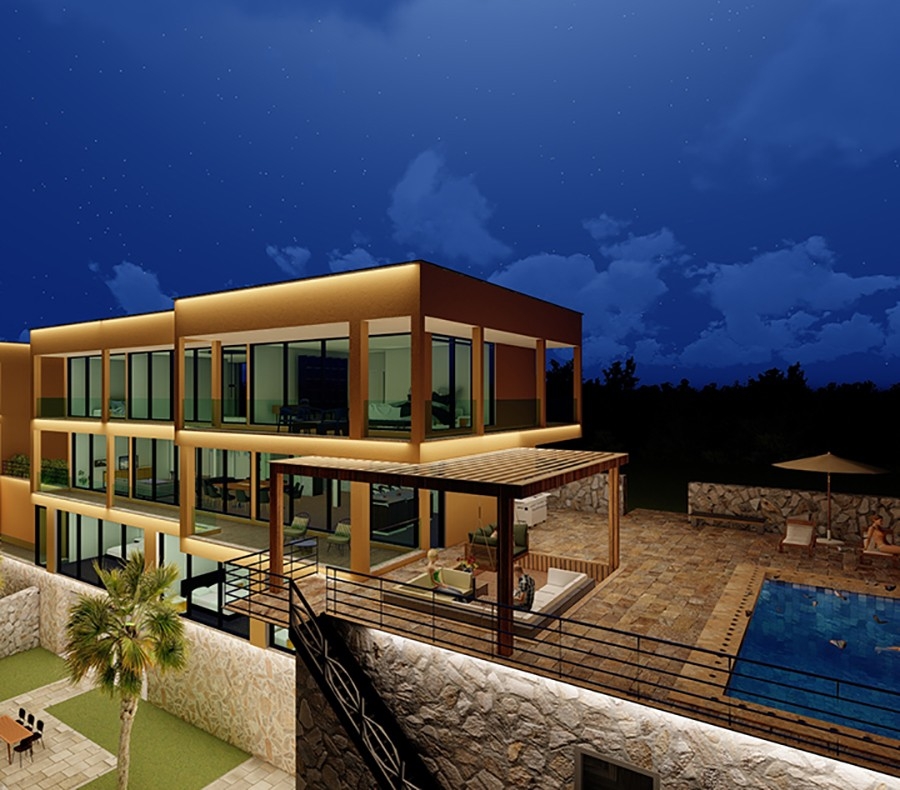 Ylellinen 4+1 huvila meri- ja linnoitusnäköalalla, Alanya Tepe