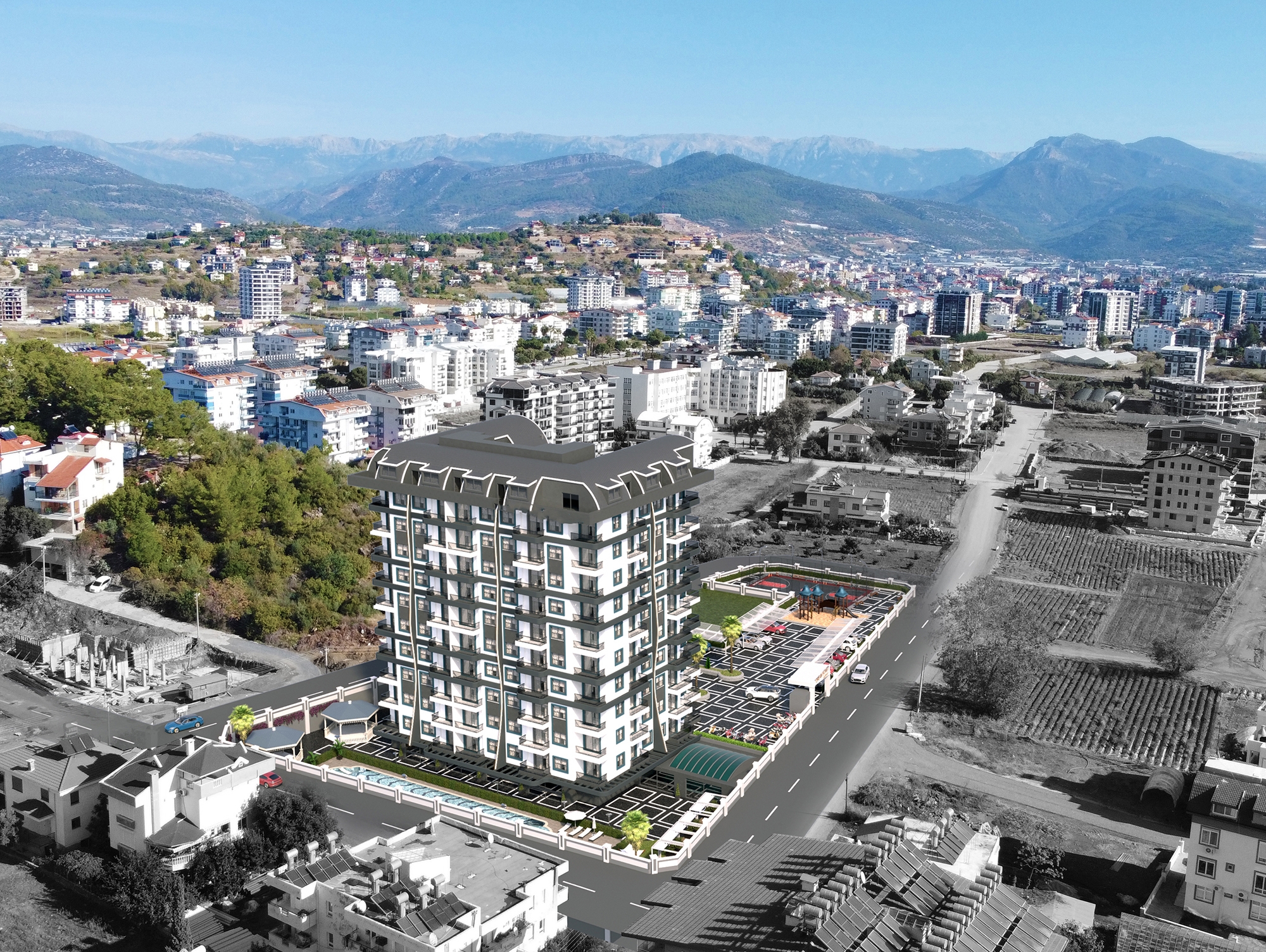 Luxuriöses 1+1 Apartment mit Meerblick und Bergblick