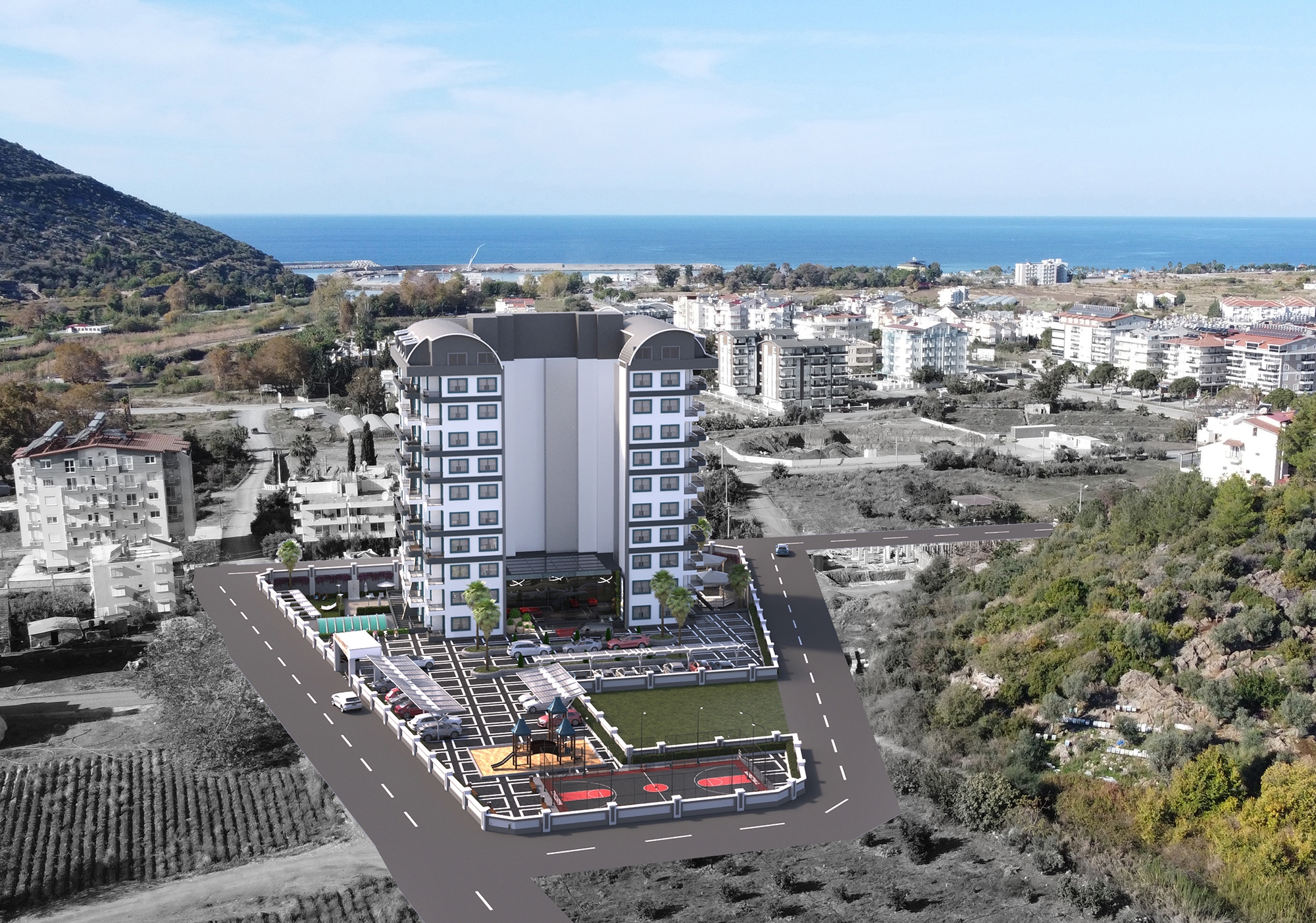 Luxuriöses 1+1 Apartment mit Meerblick und Bergblick