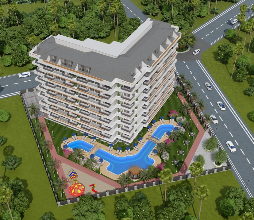 Ylellinen 1+1 asunto vuorinäköalalla, Alanya - Gazipasa