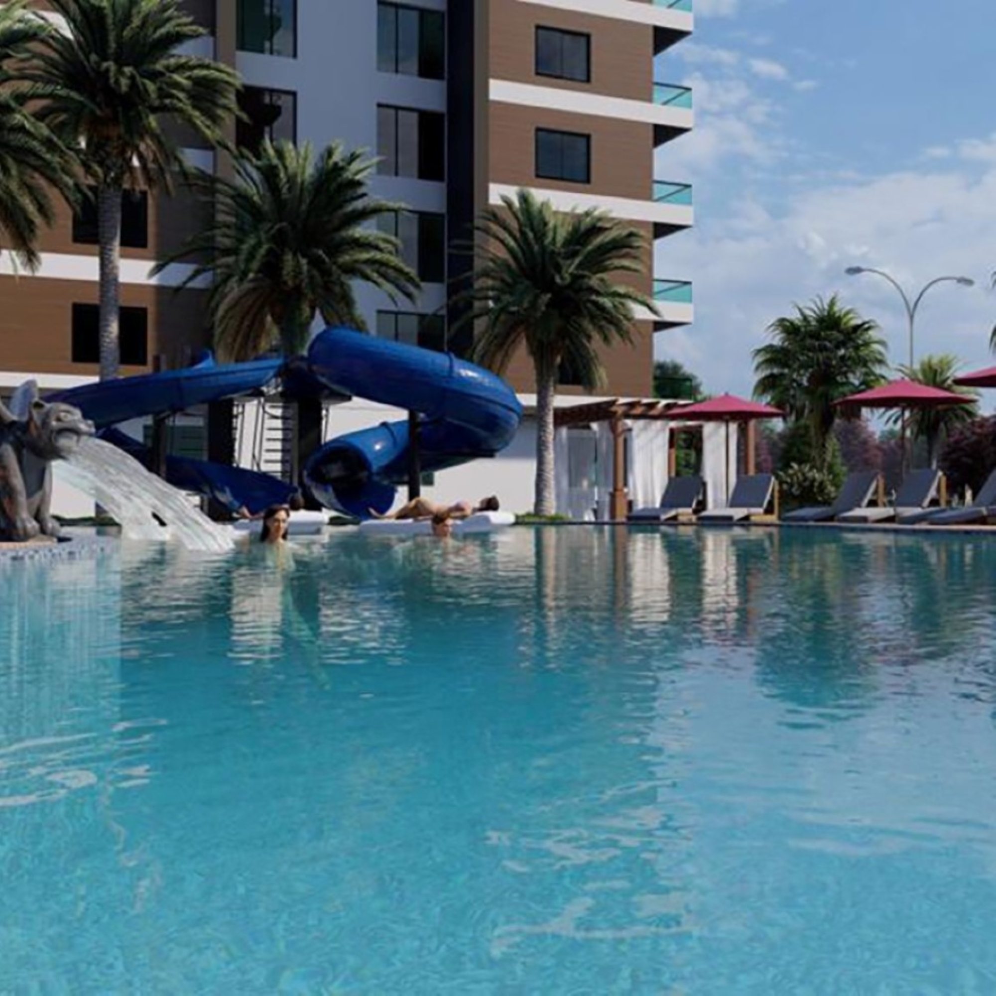 Luxury 2+1 Apartment with Sea, Castle, and Mountain Views in Mersin - Tömük