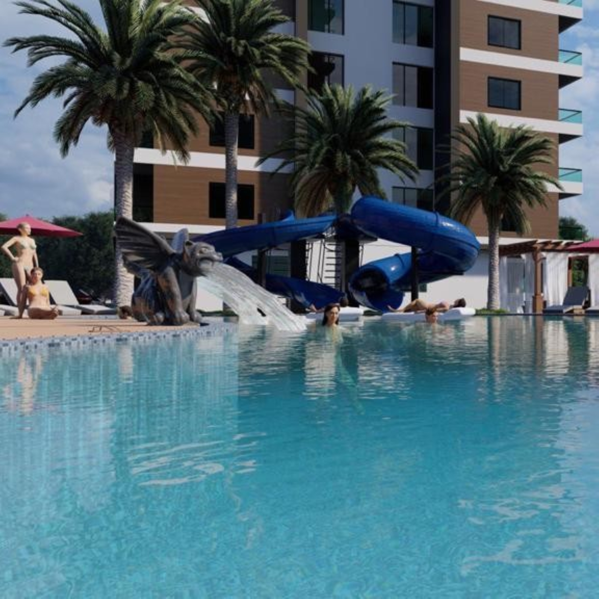 Luxuriöses 2+1 Apartment mit Meerblick, Burg- und Bergblick in Mersin - Tömük