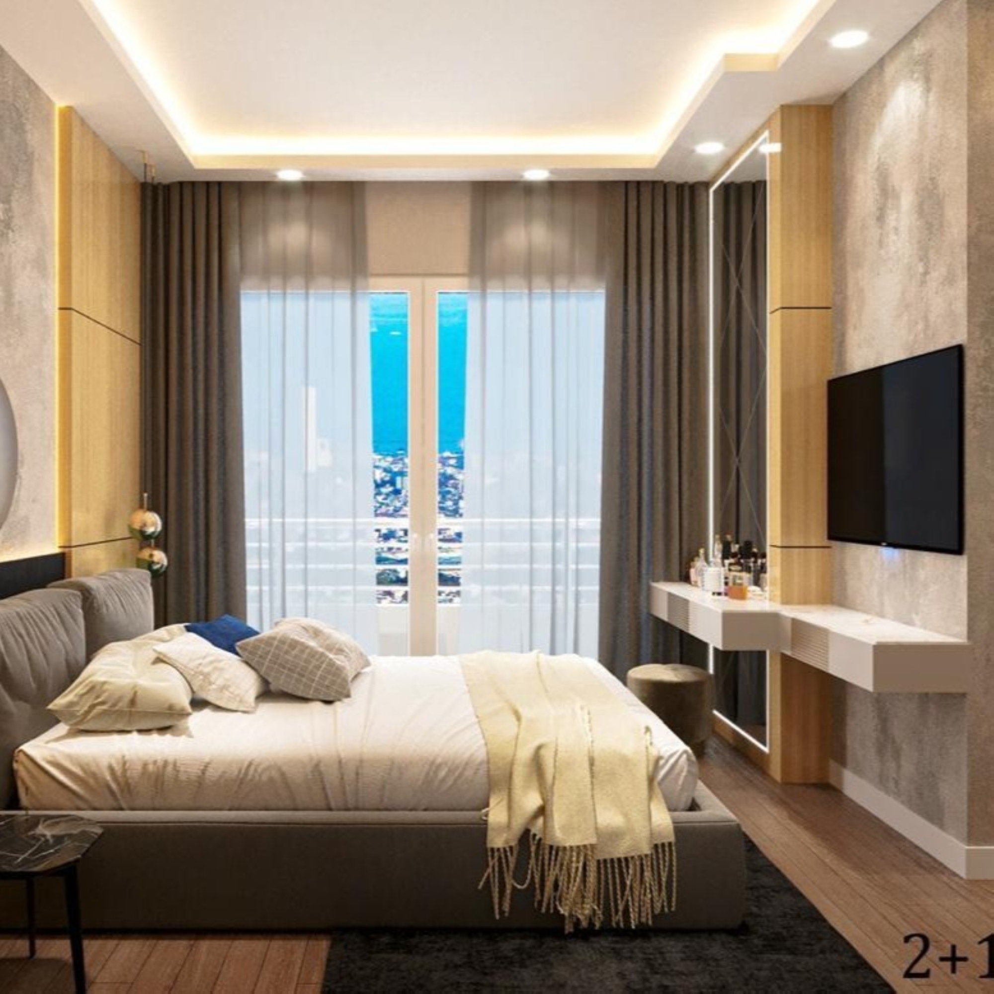 Luxuriöses 2+1 Apartment mit Meerblick, Burg- und Bergblick in Mersin - Tömük