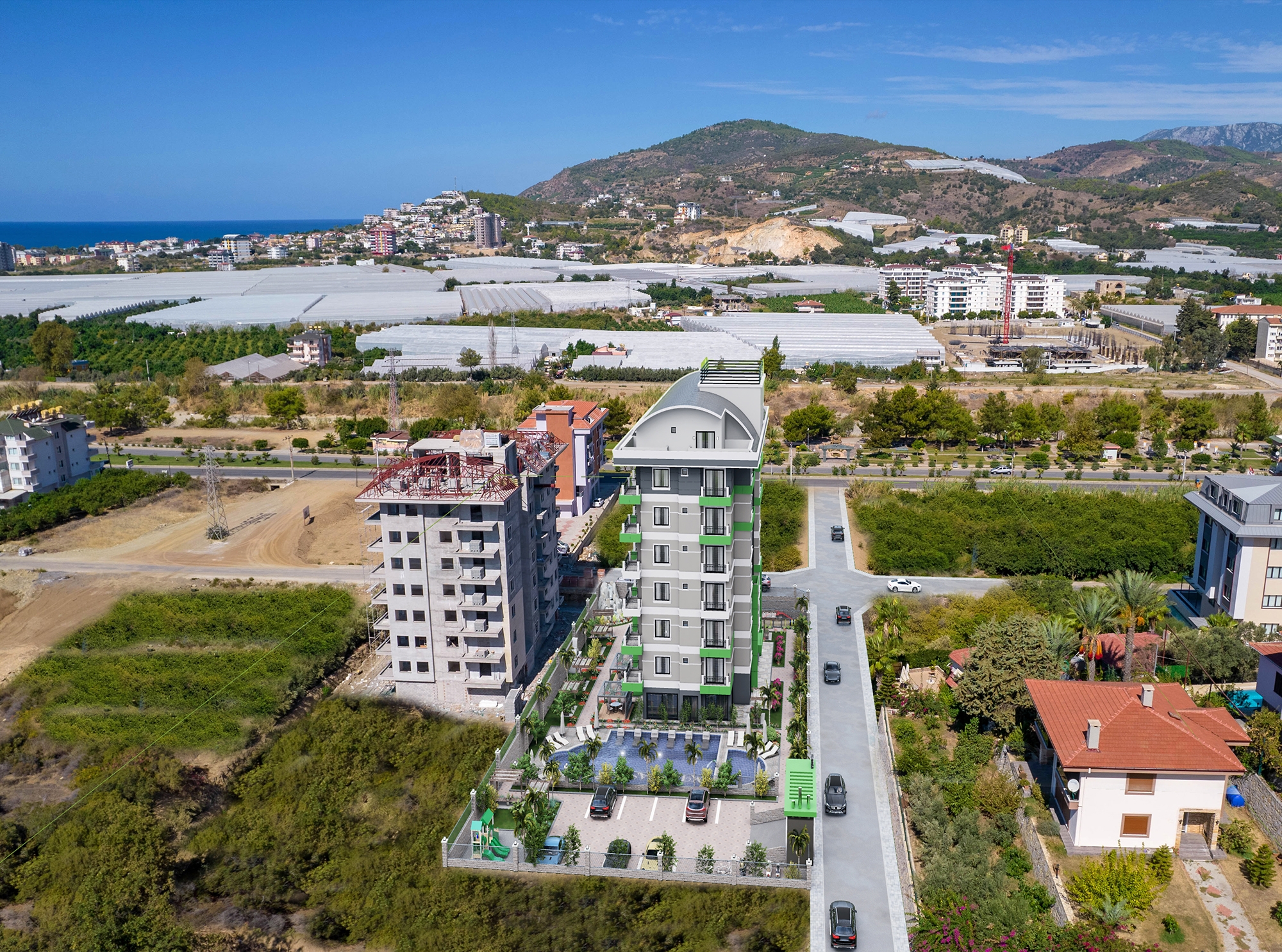 Luxuriöses 1+1 Apartment mit Bergblick in Demirtas, Alanya