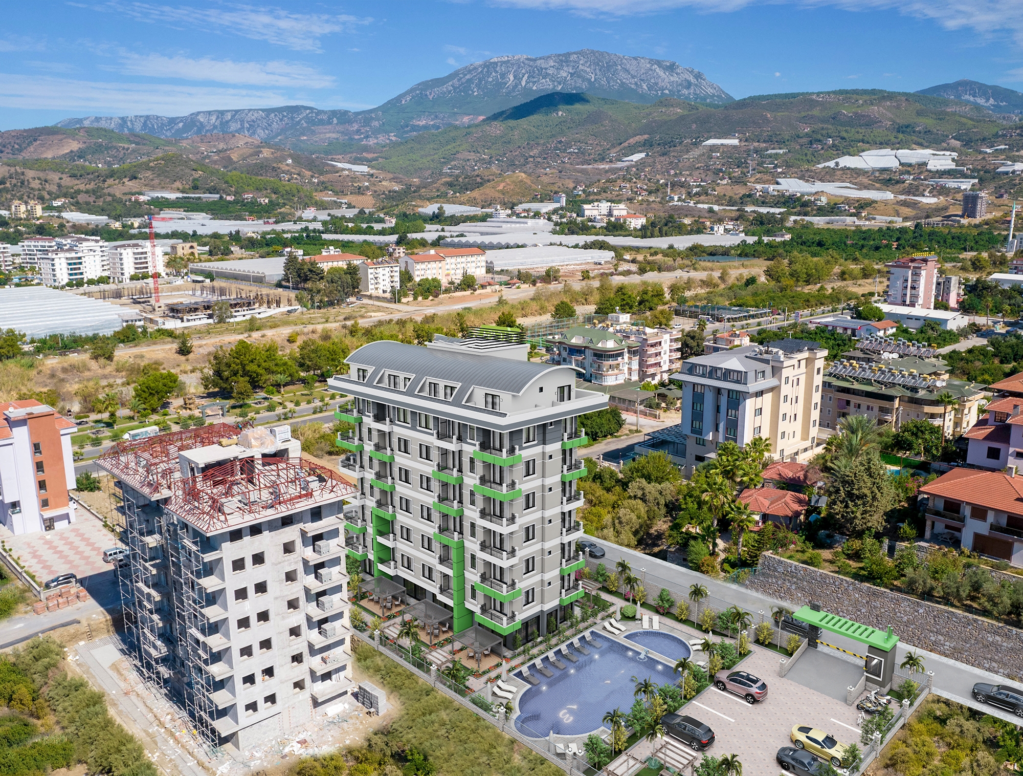 Luxuriöses 1+1 Apartment mit Bergblick in Demirtas, Alanya