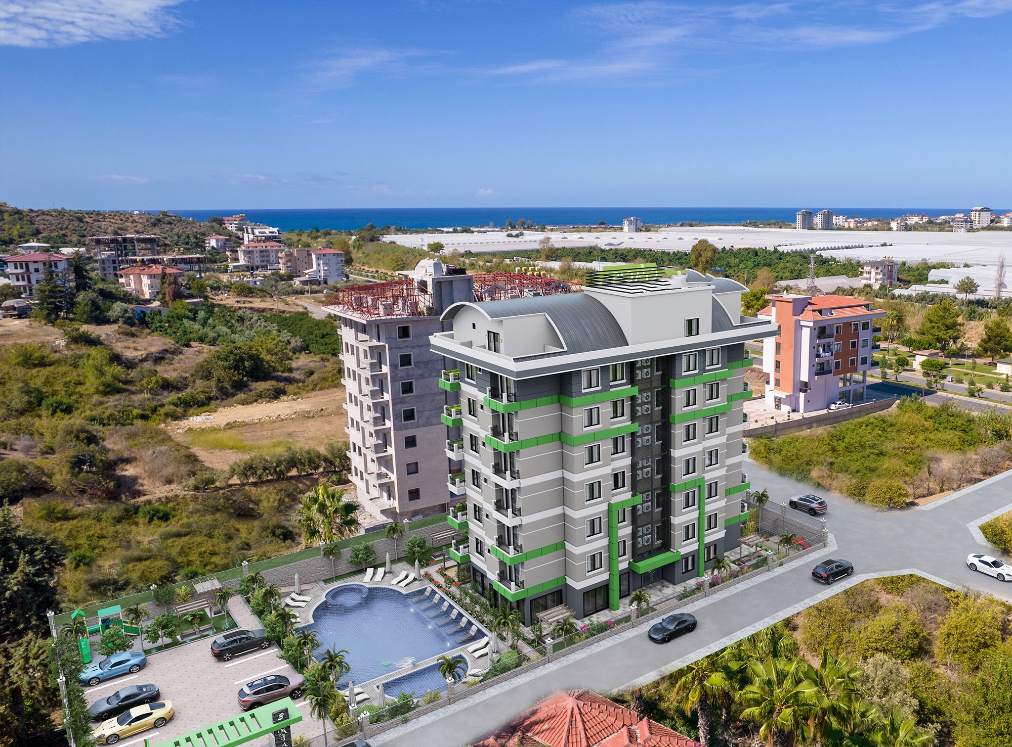 Luxuriöses 1+1 Apartment mit Bergblick in Demirtas, Alanya