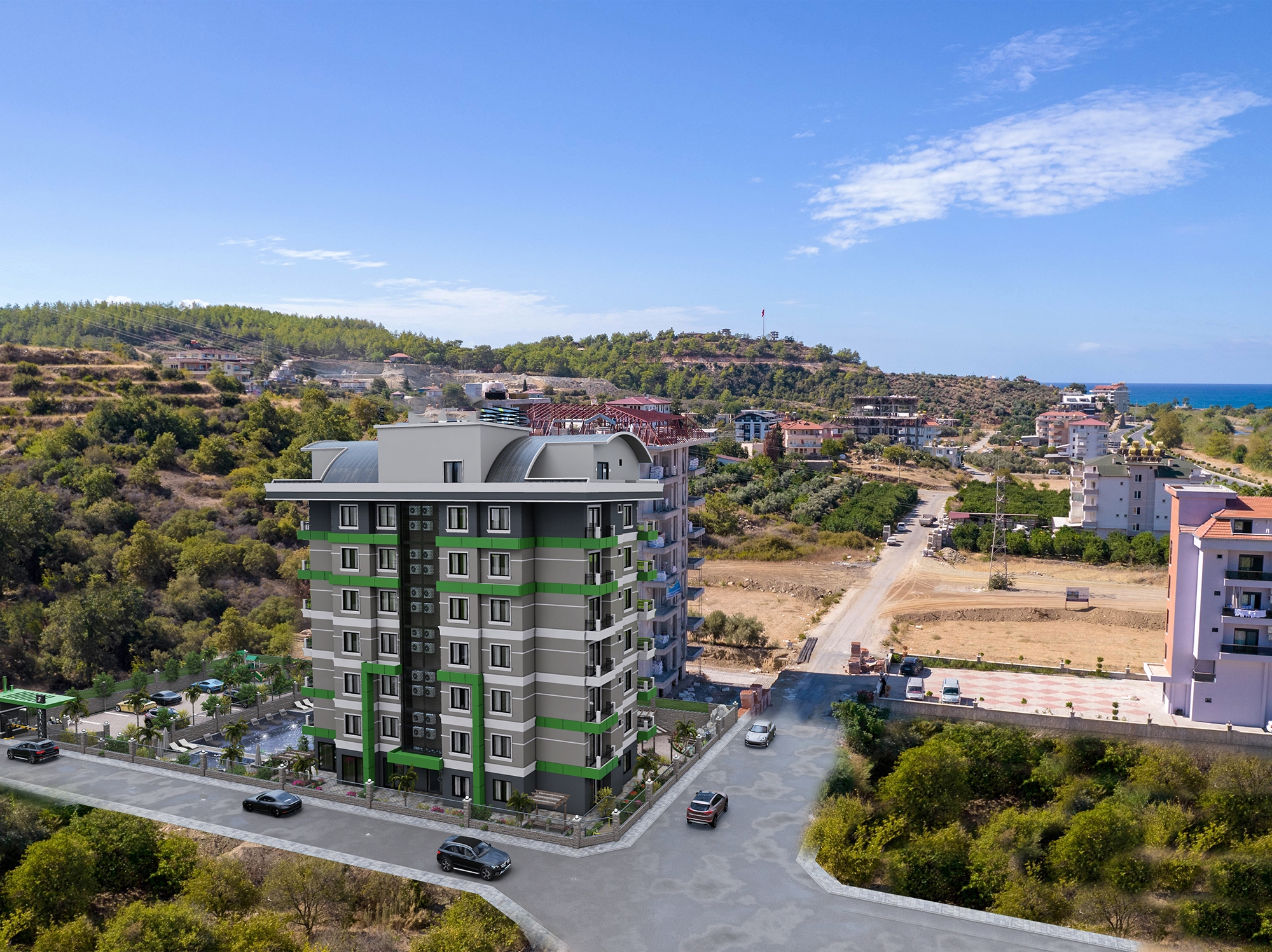 Luxuriöses 1+1 Apartment mit Bergblick in Demirtas, Alanya