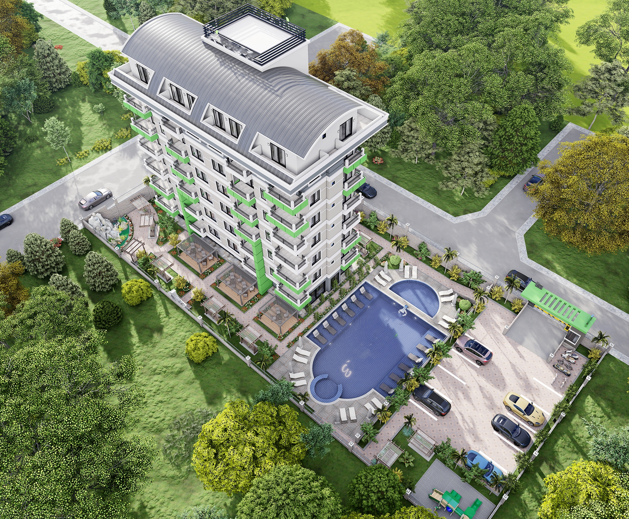 Luxuriöses 1+1 Apartment mit Bergblick in Demirtas, Alanya