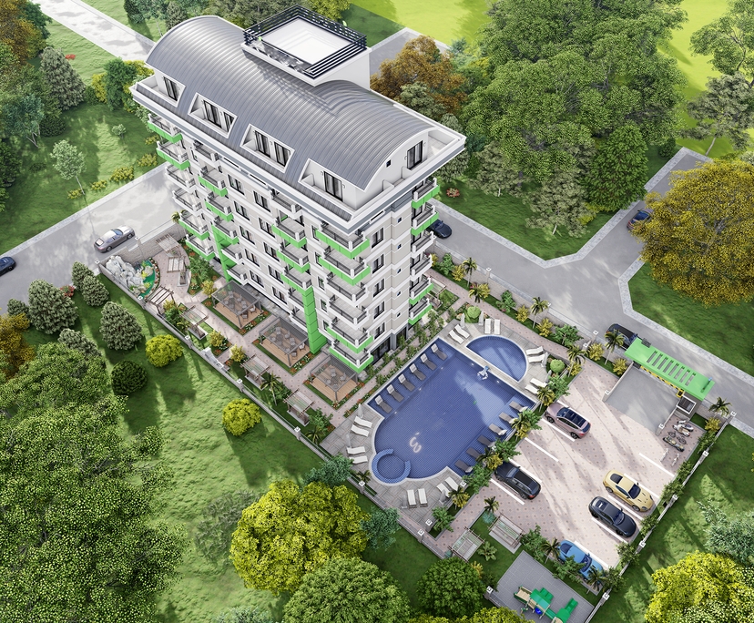 Luxuriöses 1+1 Apartment mit Bergblick in Demirtas, Alanya