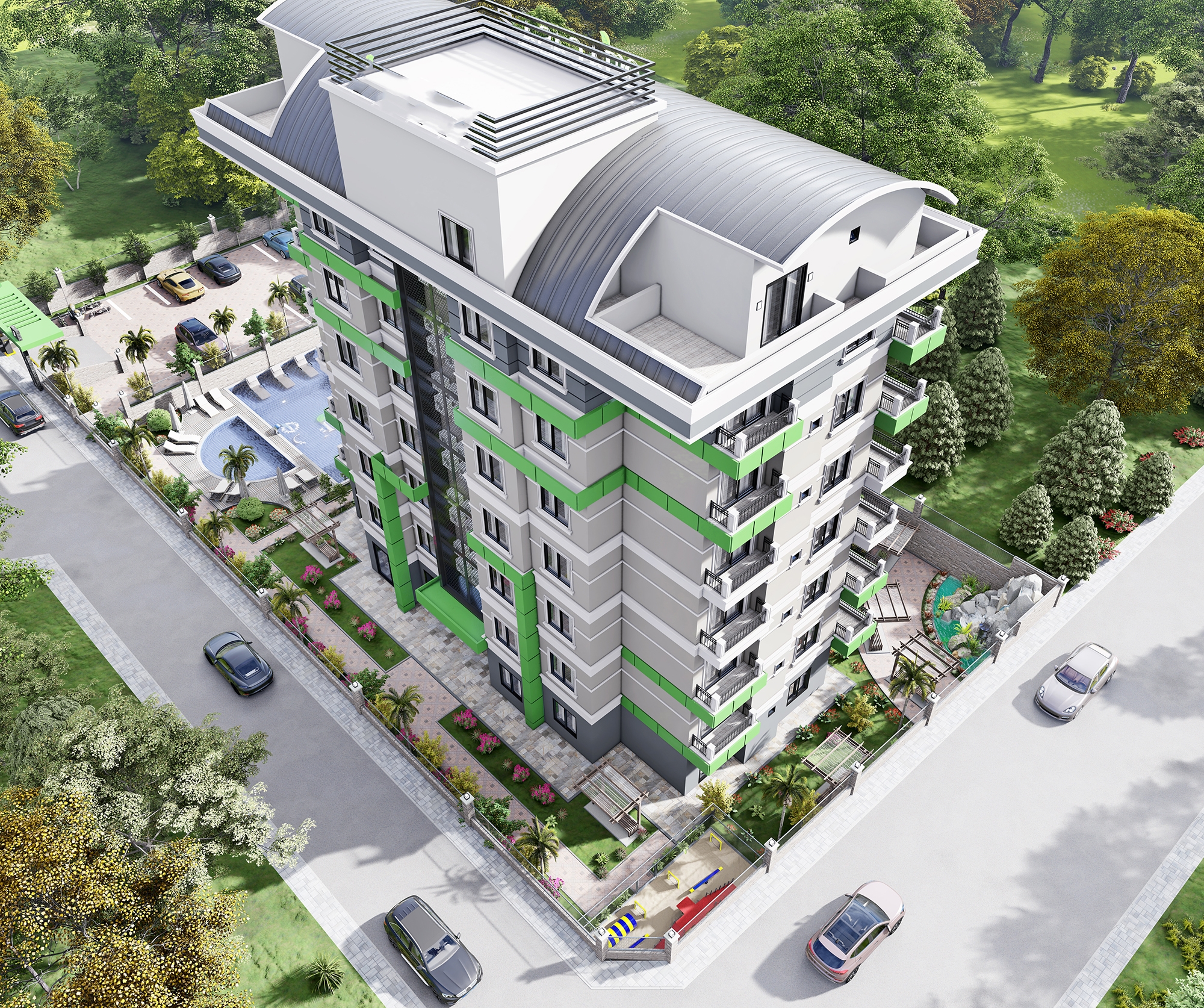 Luxuriöses 1+1 Apartment mit Bergblick in Demirtas, Alanya
