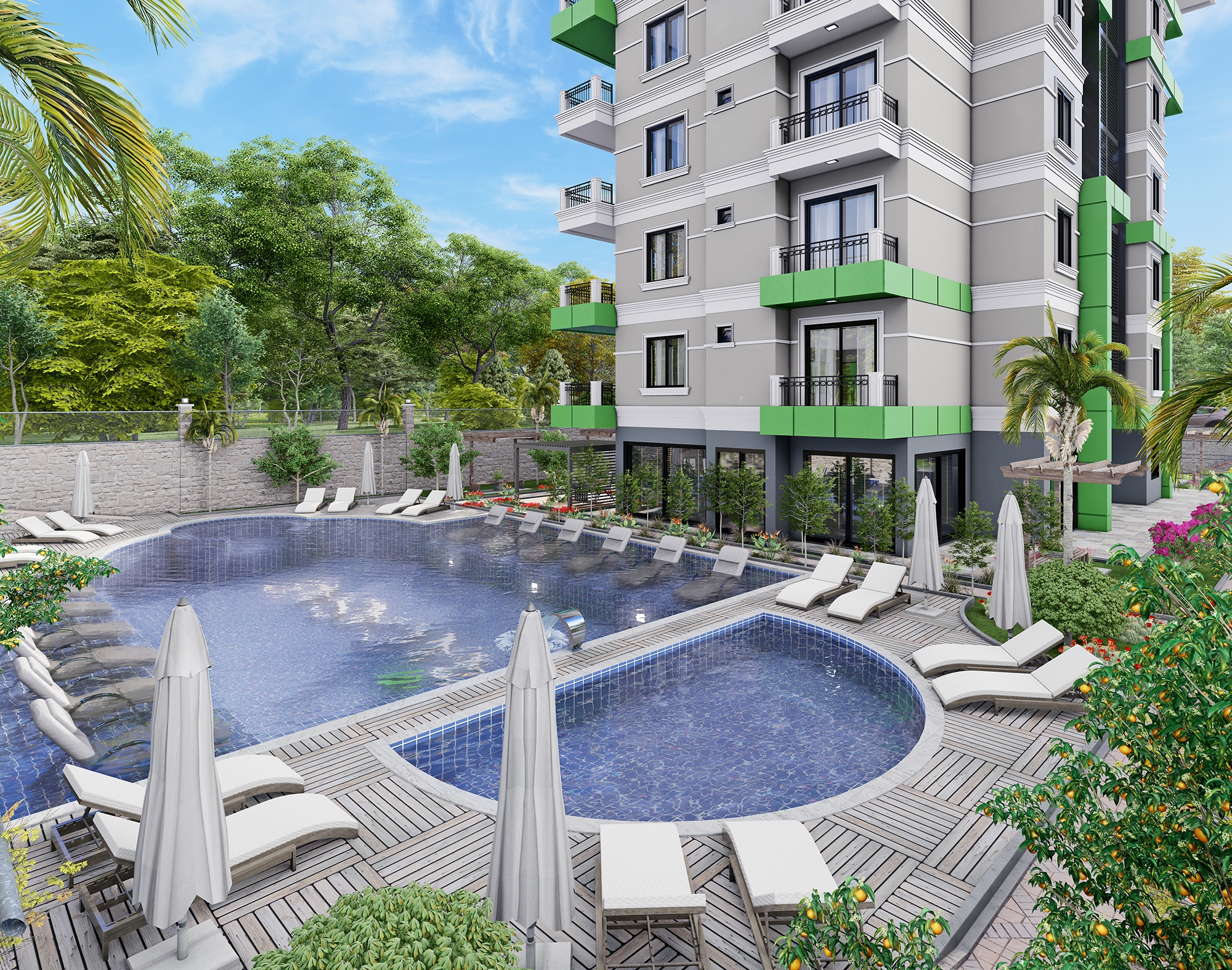 Luxuriöses 1+1 Apartment mit Bergblick in Demirtas, Alanya