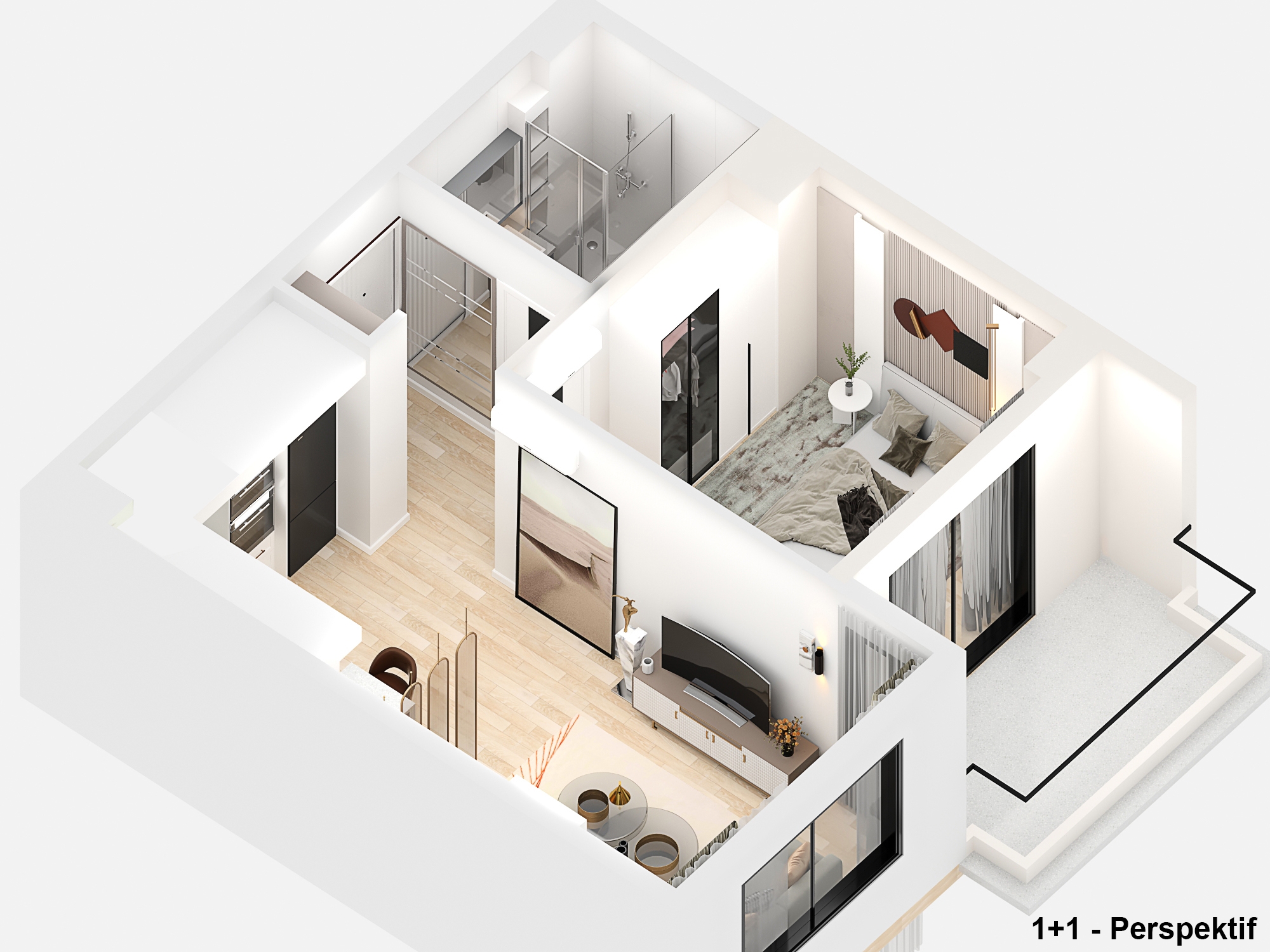 Luxuriöses 1+1 Apartment mit Bergblick in Demirtas, Alanya